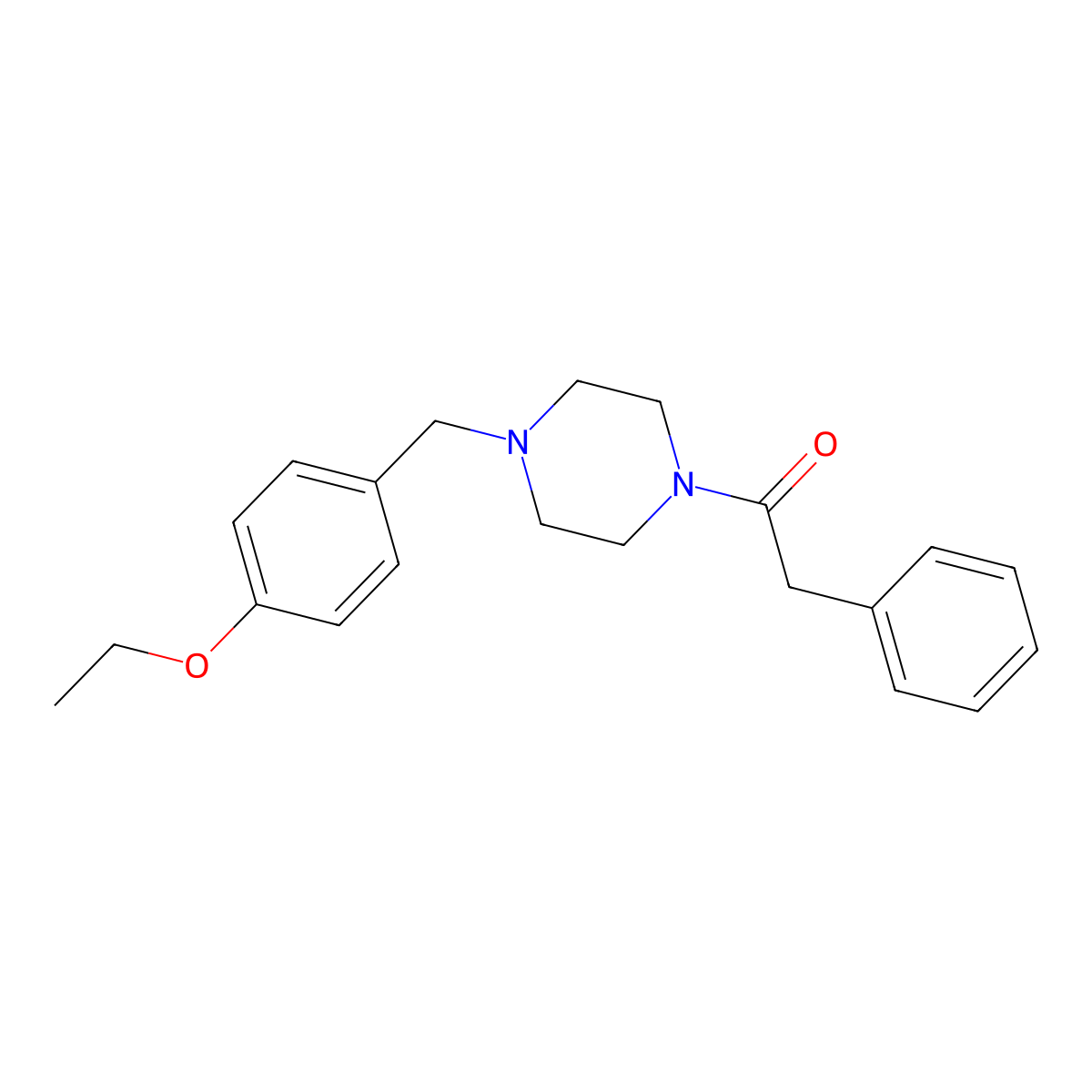 1-[4-[(4-Ethoxyphenyl)methyl]piperazin-1-yl]-2-phenylethanone molecular structure, CAS 425395-31-9
