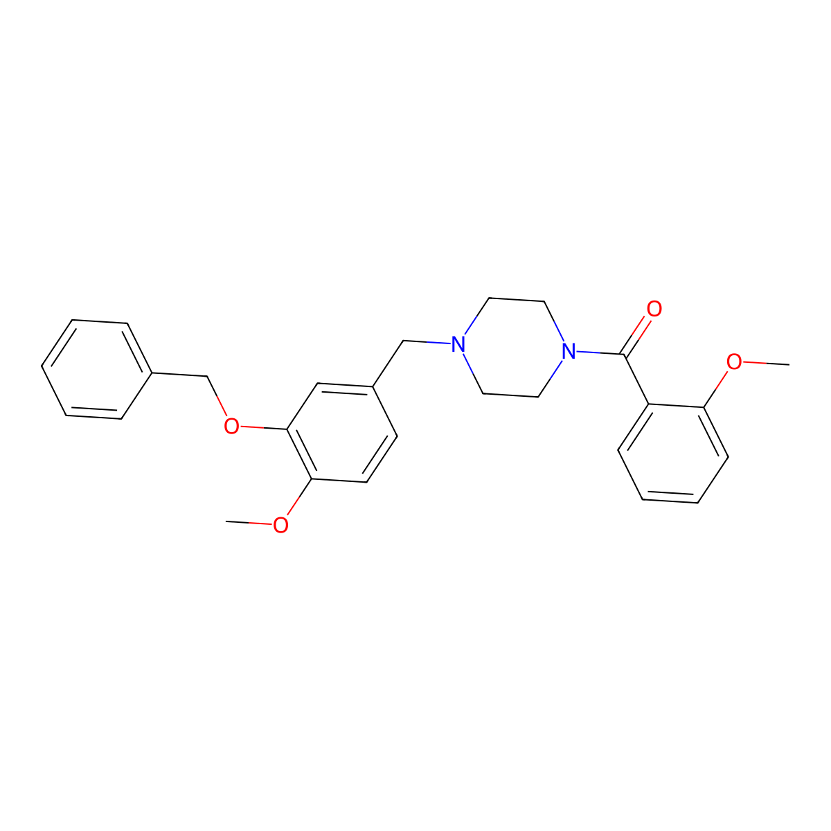 1-[3-(Benzyloxy)-4-methoxybenzyl]-4-(2-methoxybenzoyl)piperazine molecular structure, CAS 425395-34-2