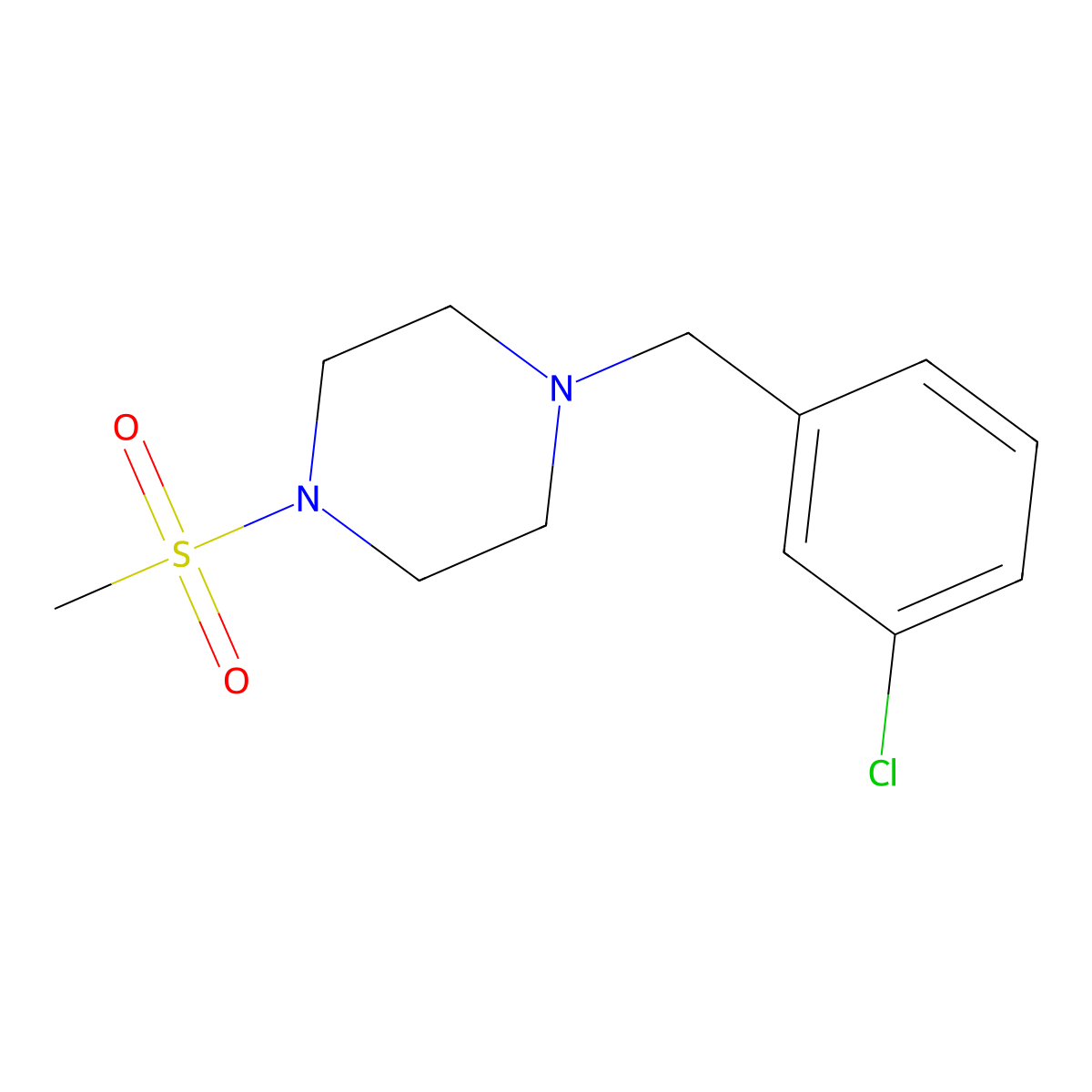 1-(3-Chlorobenzyl)-4-(methylsulfonyl)piperazine molecular structure, CAS 425395-37-5