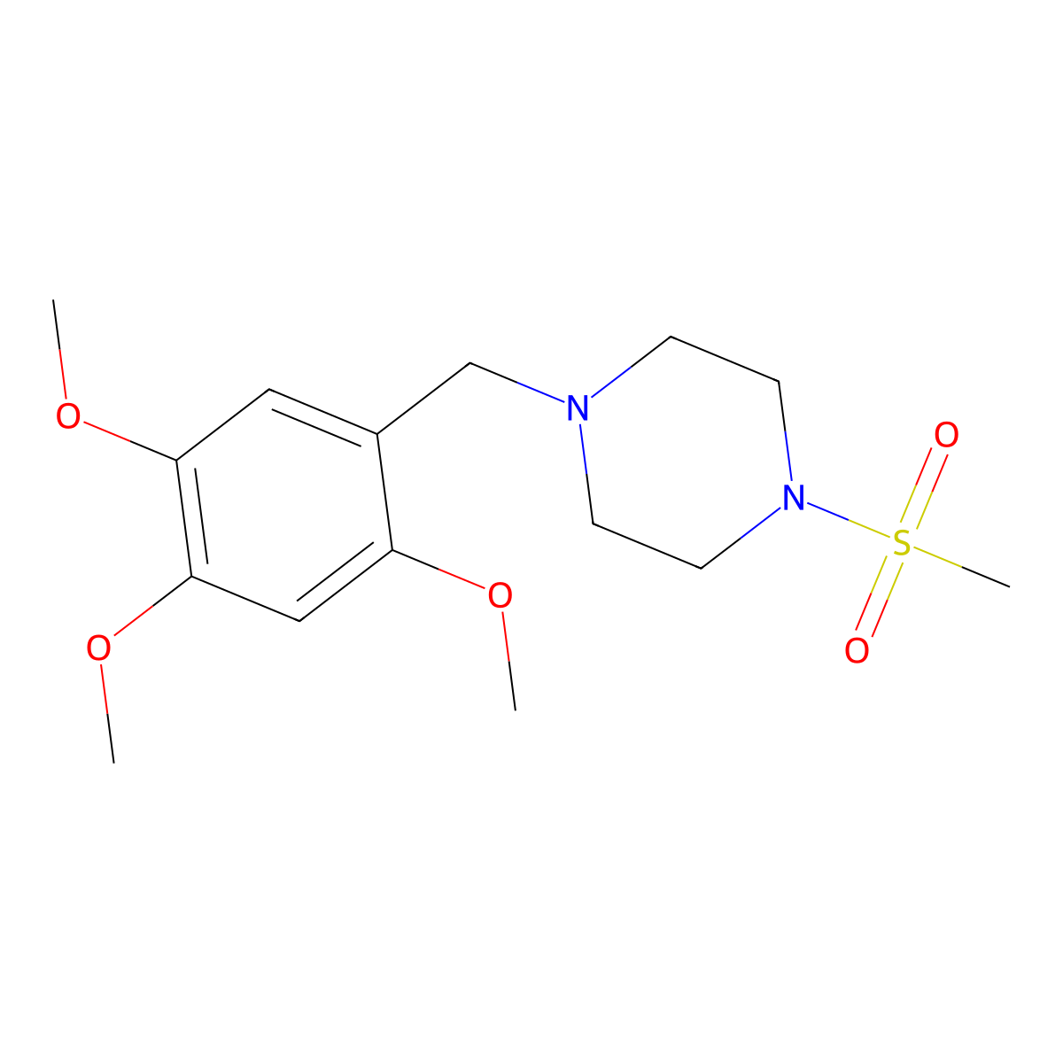 1-(Methylsulfonyl)-4-(2,4,5-trimethoxybenzyl)piperazine molecular structure, CAS 425395-40-0
