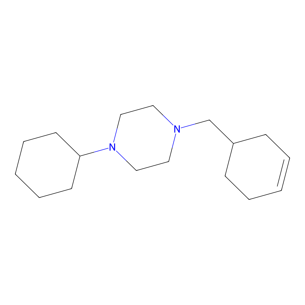 1-(Cyclohex-3-en-1-ylmethyl)-4-cyclohexylpiperazine molecular structure, CAS 425395-44-4