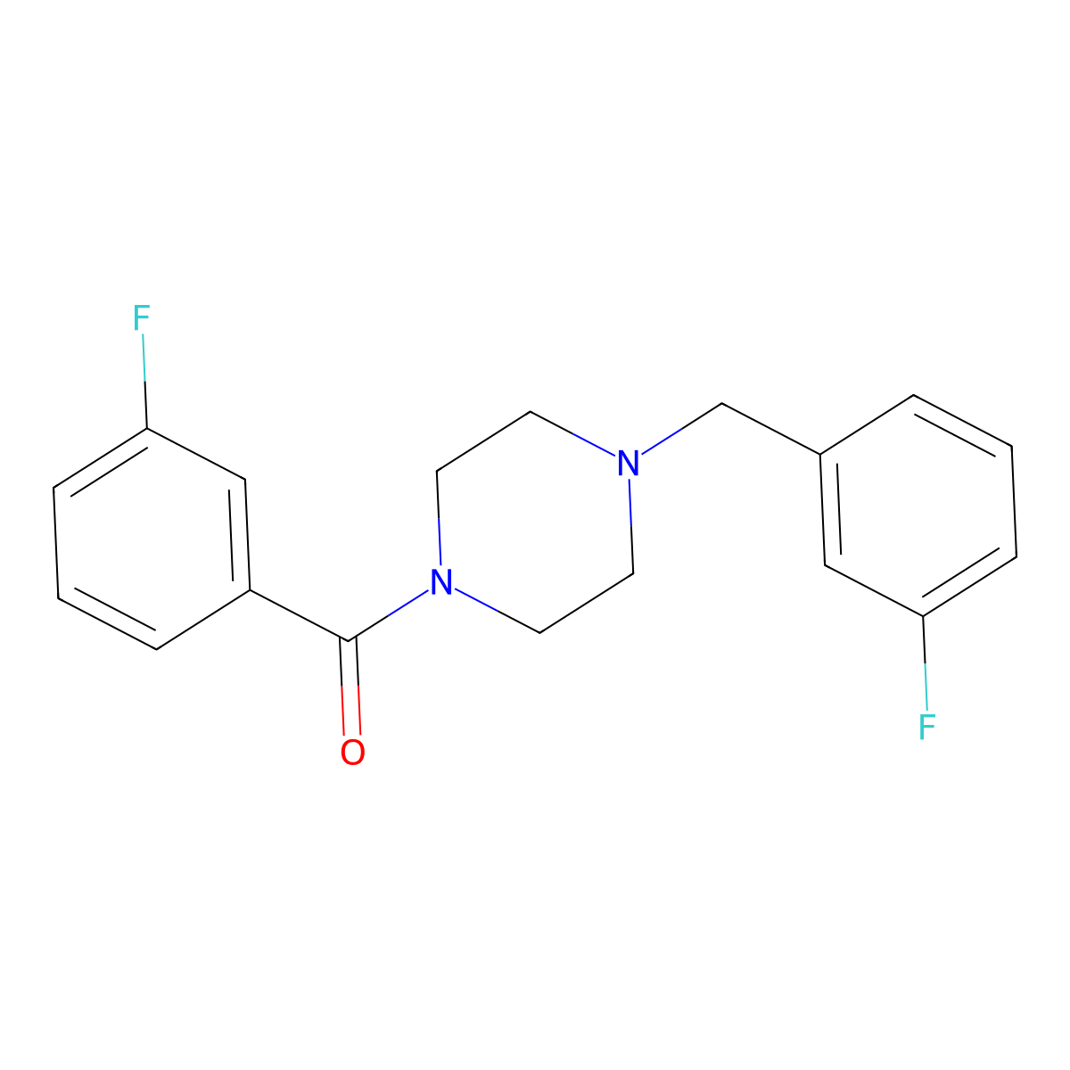 (3-Fluorophenyl)-[4-[(3-fluorophenyl)methyl]piperazin-1-yl]methanone molecular structure, CAS 425395-58-0