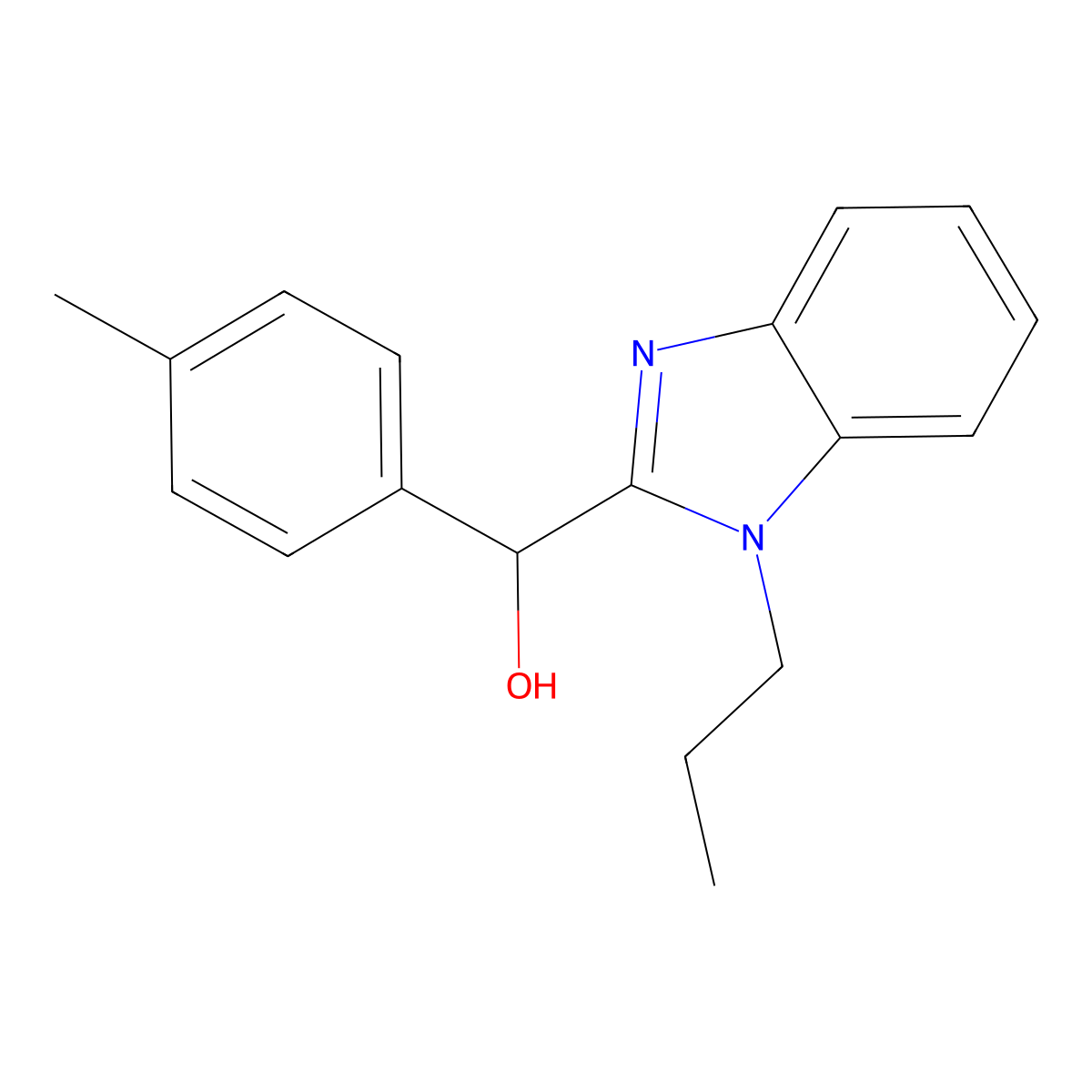 (4-Methylphenyl)-(1-propylbenzimidazol-2-yl)methanol molecular structure, CAS 425395-61-5