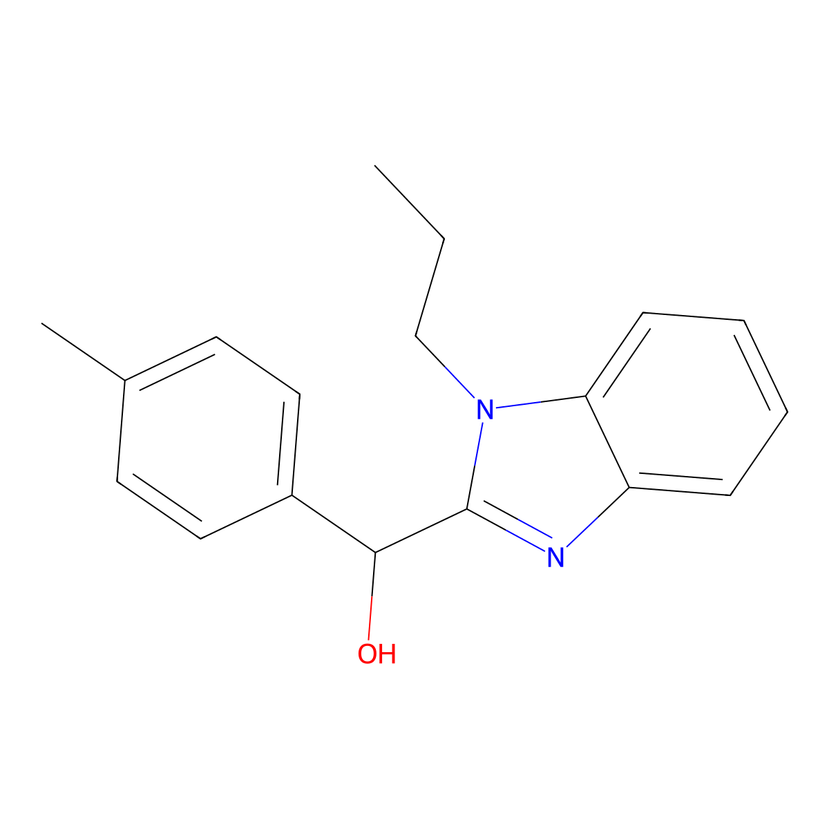 (4-Methylphenyl)-(1-propylbenzimidazol-2-yl)methanol molecular structure, CAS 425395-61-5