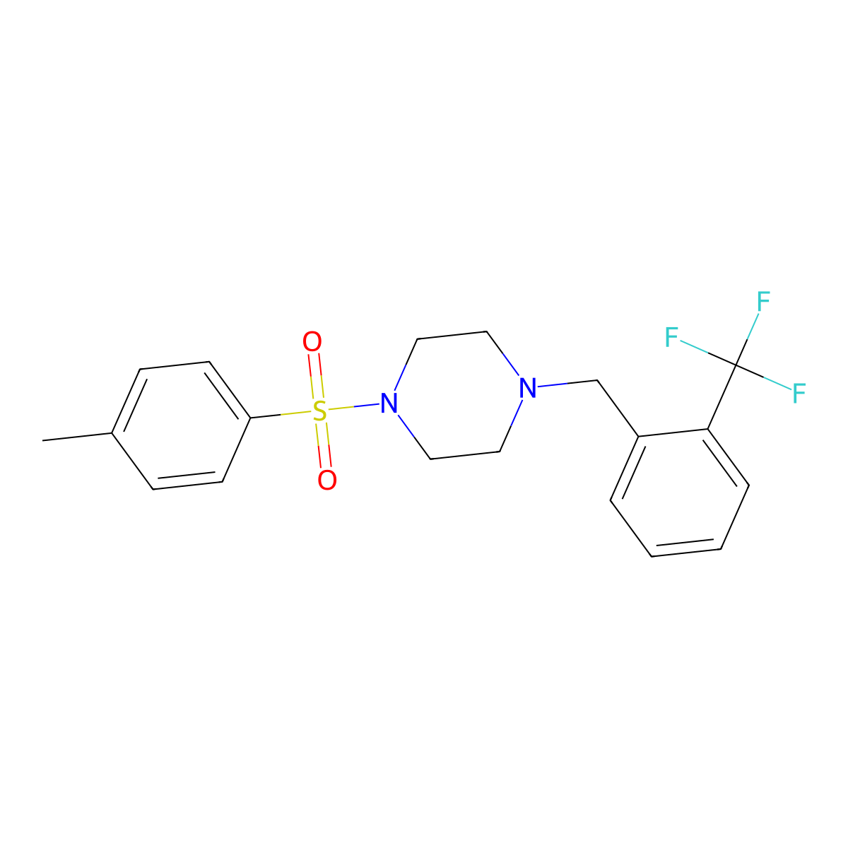 1-Tosyl-4-[2-(trifluoromethyl)benzyl]piperazine molecular structure, CAS 425395-66-0