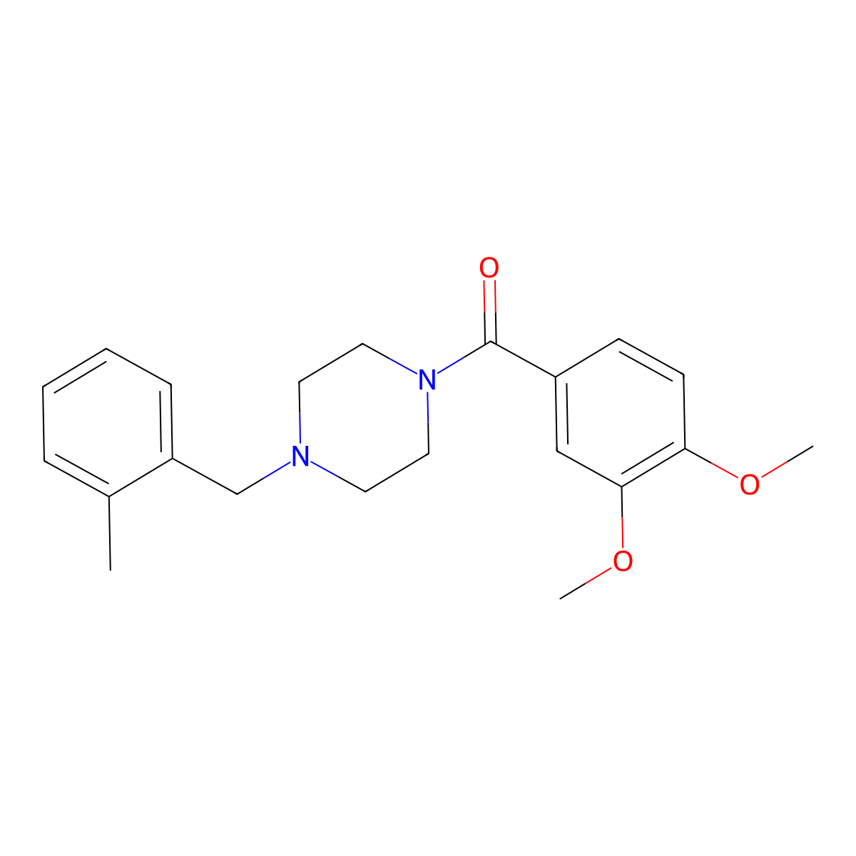 1-(3,4-Dimethoxybenzoyl)-4-(2-methylbenzyl)piperazine molecular structure, CAS 425395-75-1