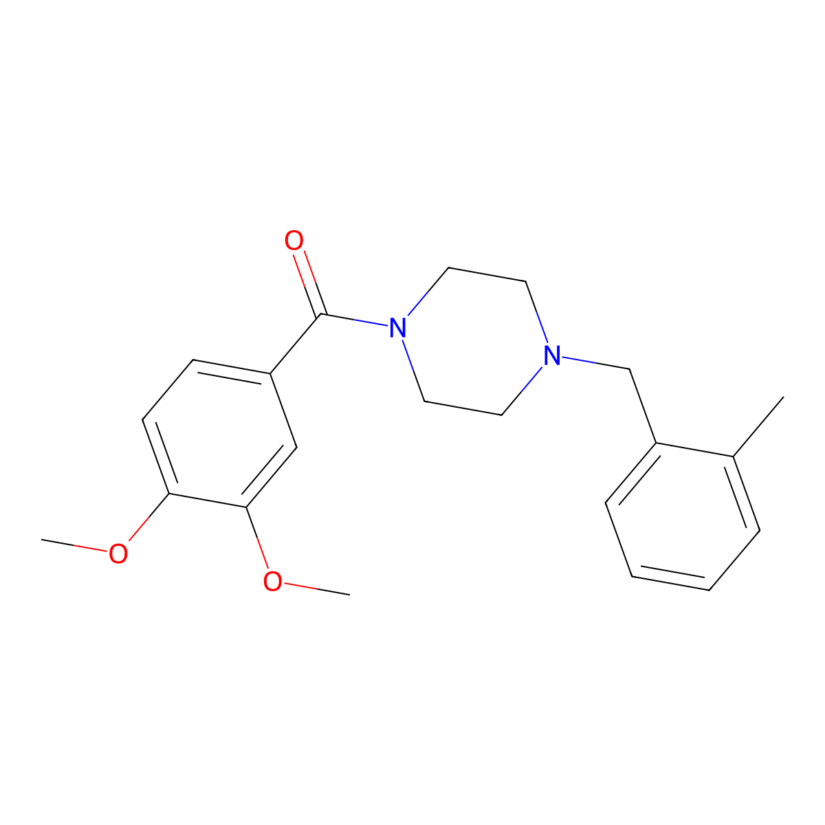 1-(3,4-Dimethoxybenzoyl)-4-(2-methylbenzyl)piperazine molecular structure, CAS 425395-75-1