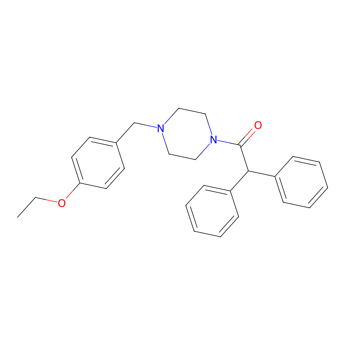 1-[4-[(4-Ethoxyphenyl)methyl]piperazin-1-yl]-2,2-diphenylethanone molecular structure, CAS 425395-98-8