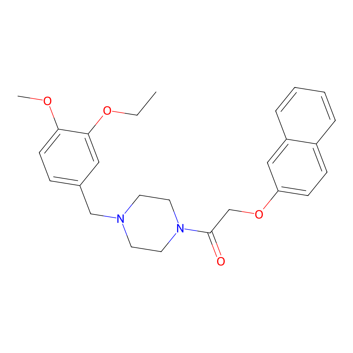 1-[4-[(3-Ethoxy-4-methoxyphenyl)methyl]piperazin-1-yl]-2-naphthalen-2-yloxyethanone molecular structure, CAS 425396-00-5