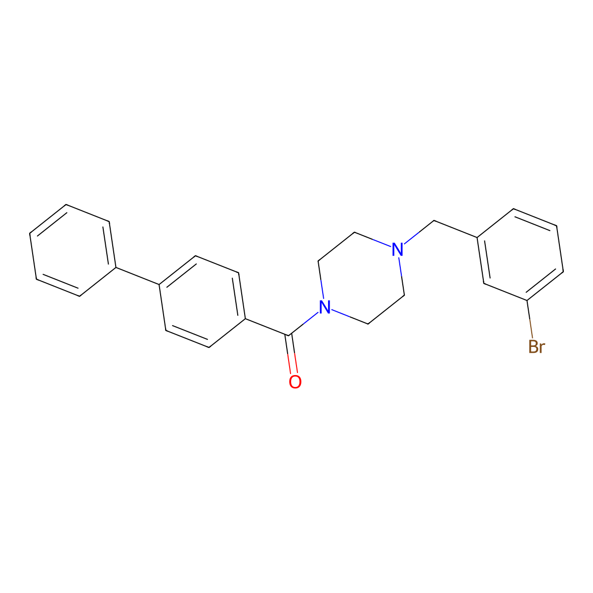 [4-[(3-Bromophenyl)methyl]piperazin-1-yl]-(4-phenylphenyl)methanone molecular structure, CAS 425396-01-6