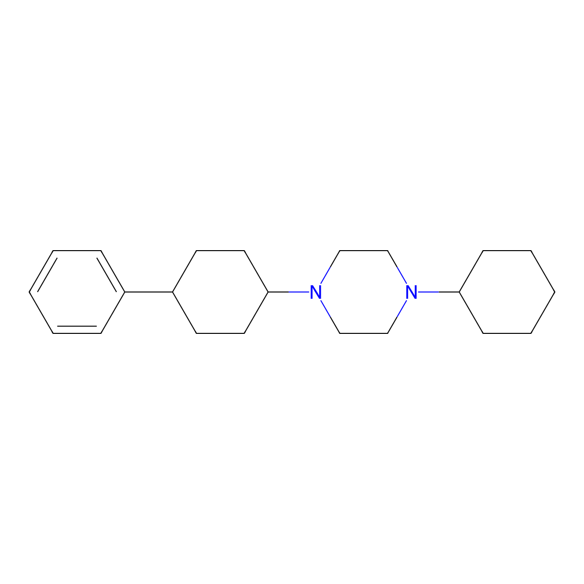 1-Cyclohexyl-4-(4-phenylcyclohexyl)piperazine molecular structure, CAS 425396-04-9
