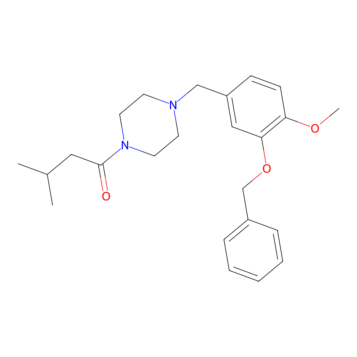 1-{4-[3-(Benzyloxy)-4-methoxybenzyl]piperazin-1-yl}-3-methylbutan-1-one molecular structure, CAS 425396-21-0