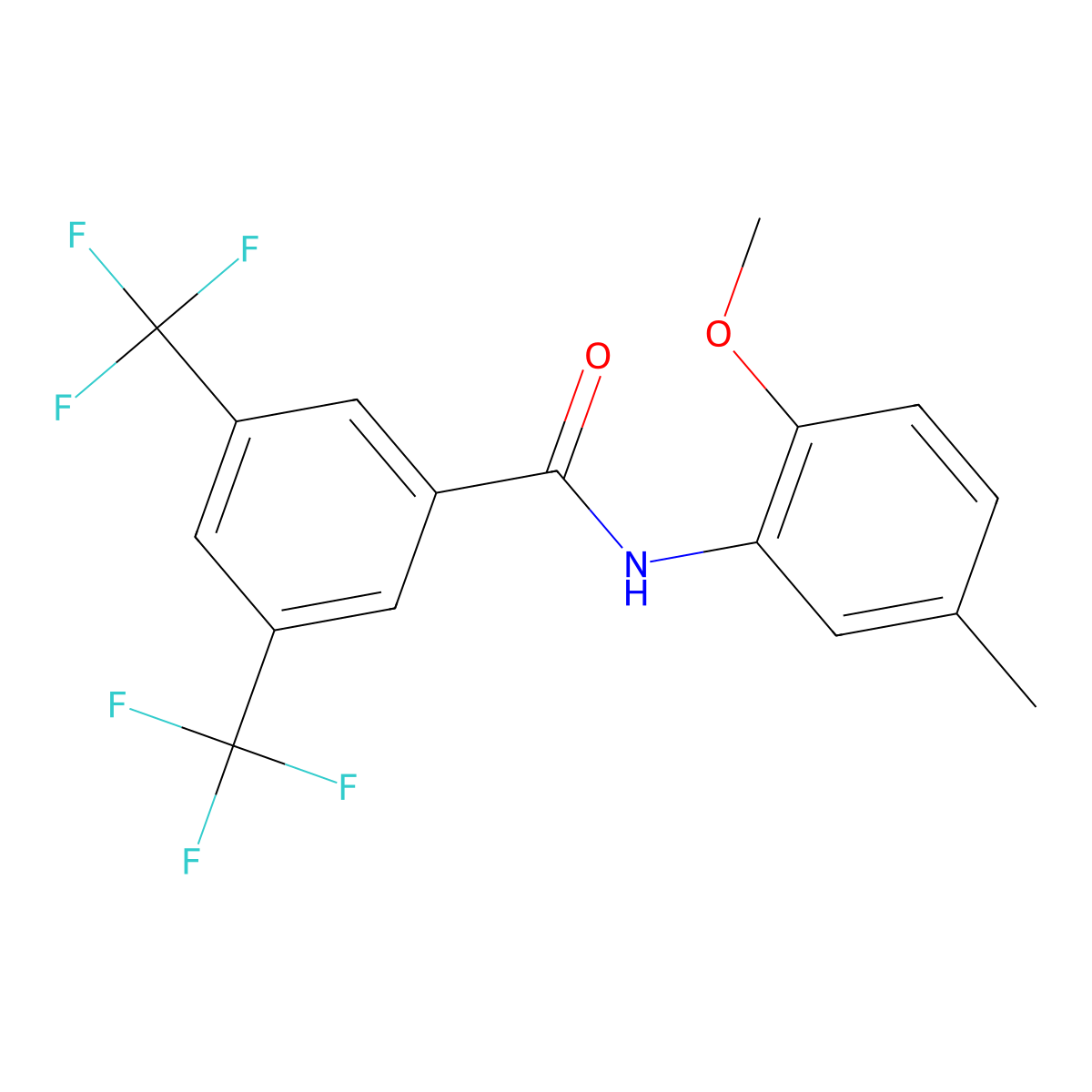 N-(2-methoxy-5-methylphenyl)-3,5-bis(trifluoromethyl)benzamide molecular structure, CAS 425396-23-2