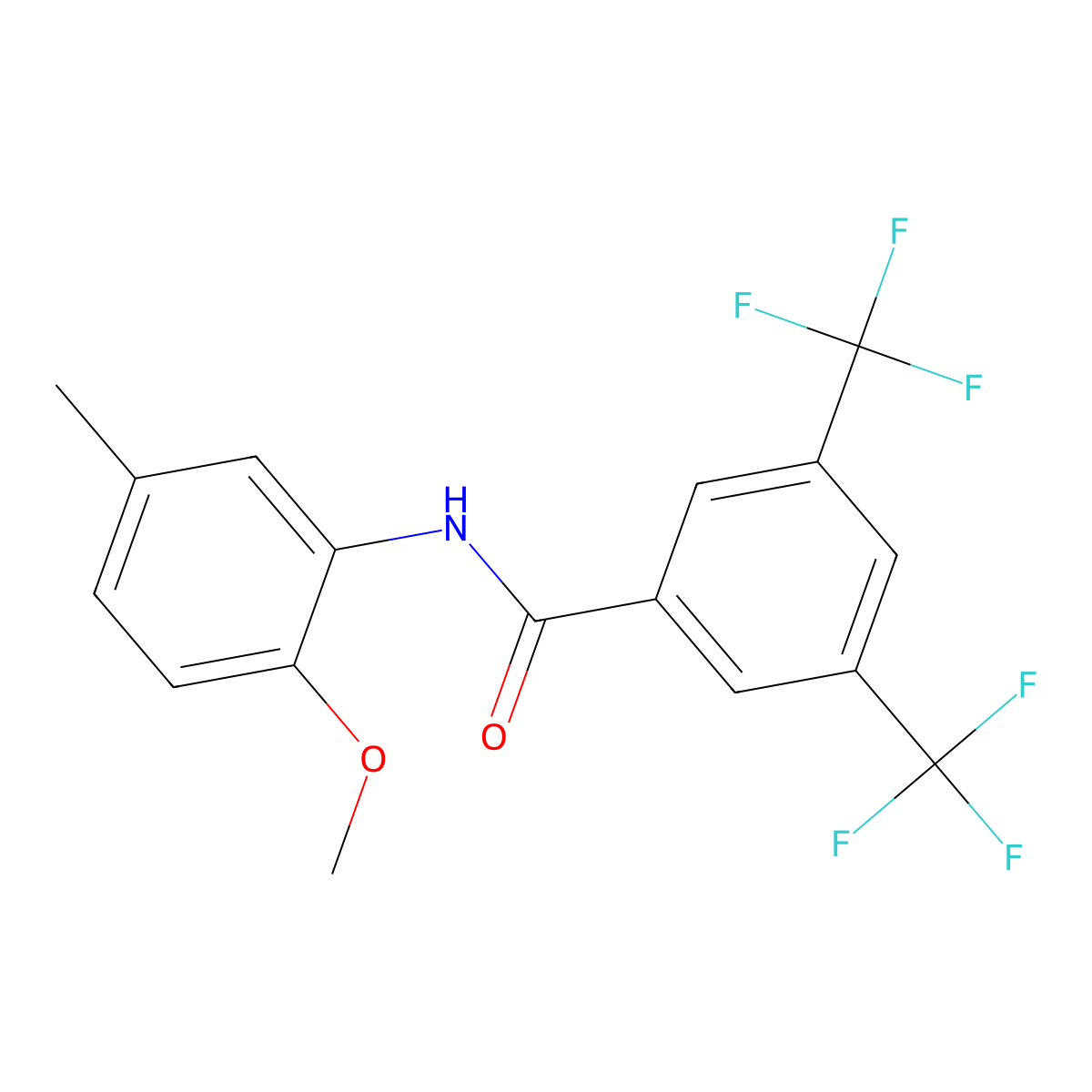 N-(2-methoxy-5-methylphenyl)-3,5-bis(trifluoromethyl)benzamide molecular structure, CAS 425396-23-2