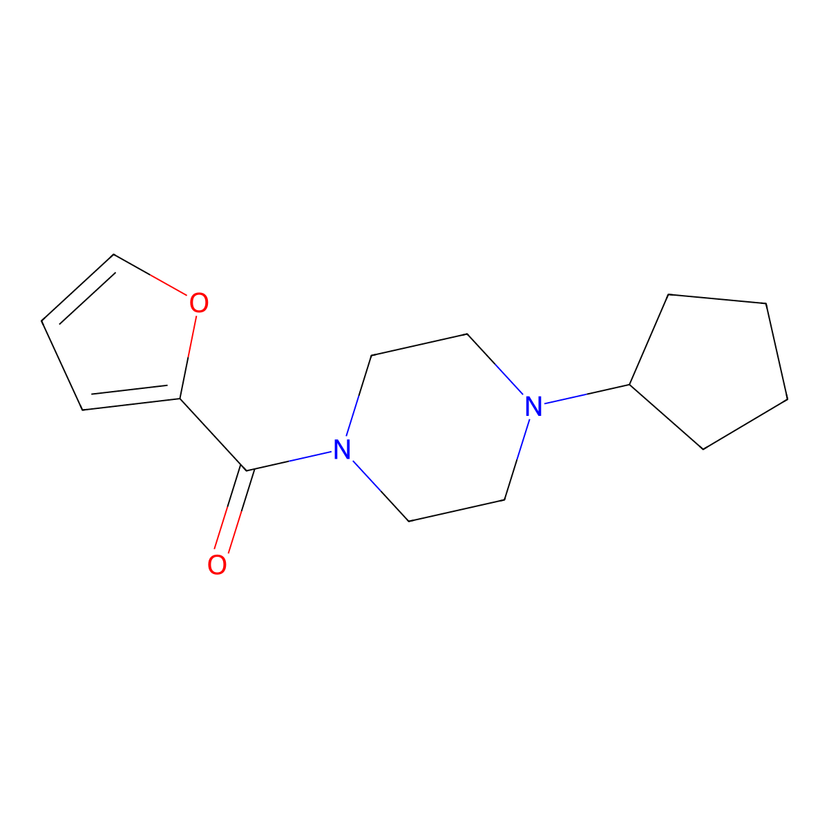 (4-Cyclopentylpiperazin-1-yl)-(furan-2-yl)methanone molecular structure, CAS 425396-42-5