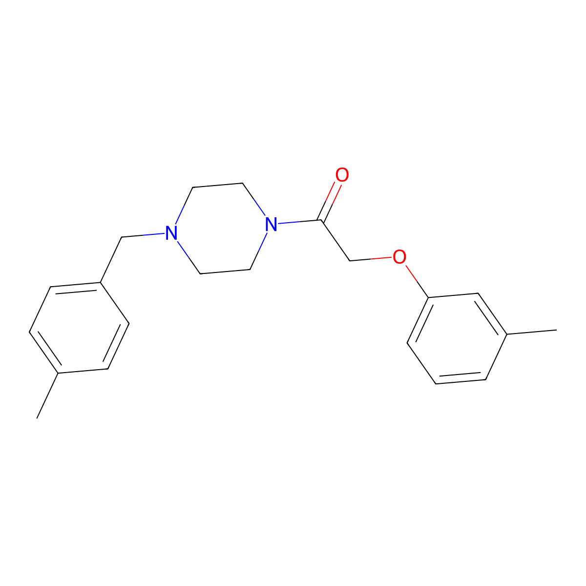 2-(3-Methylphenoxy)-1-[4-[(4-methylphenyl)methyl]piperazin-1-yl]ethanone molecular structure, CAS 425396-74-3