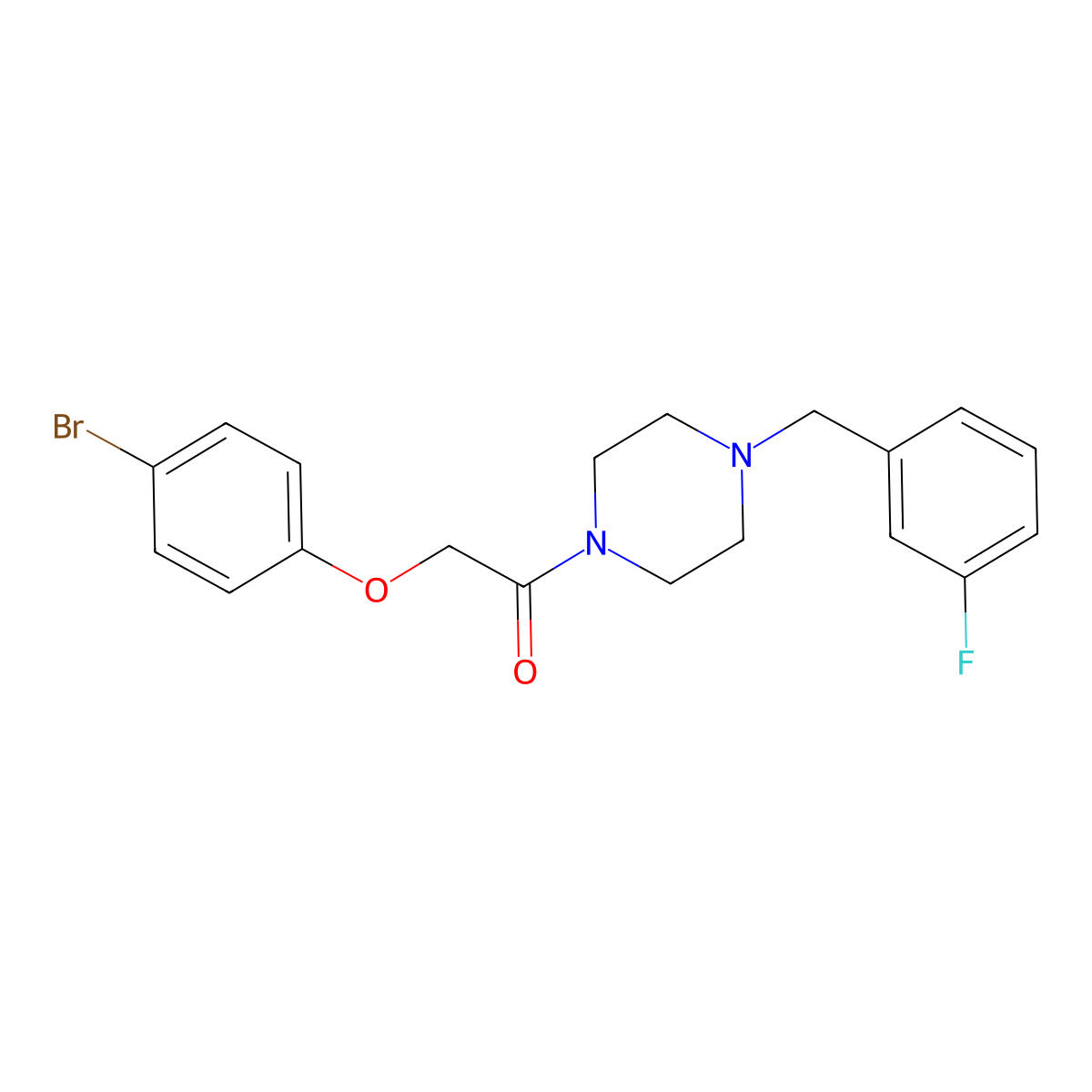 2-(4-Bromophenoxy)-1-[4-[(3-fluorophenyl)methyl]piperazin-1-yl]ethanone molecular structure, CAS 425396-96-9