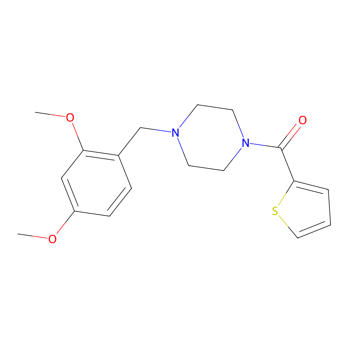 [4-[(2,4-Dimethoxyphenyl)methyl]piperazin-1-yl]-thiophen-2-ylmethanone molecular structure, CAS 425397-00-8
