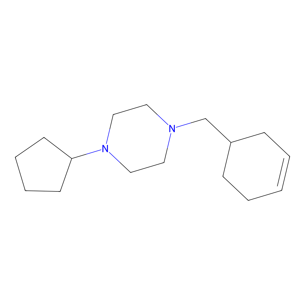 1-(Cyclohex-3-en-1-ylmethyl)-4-cyclopentylpiperazine molecular structure, CAS 425397-03-1