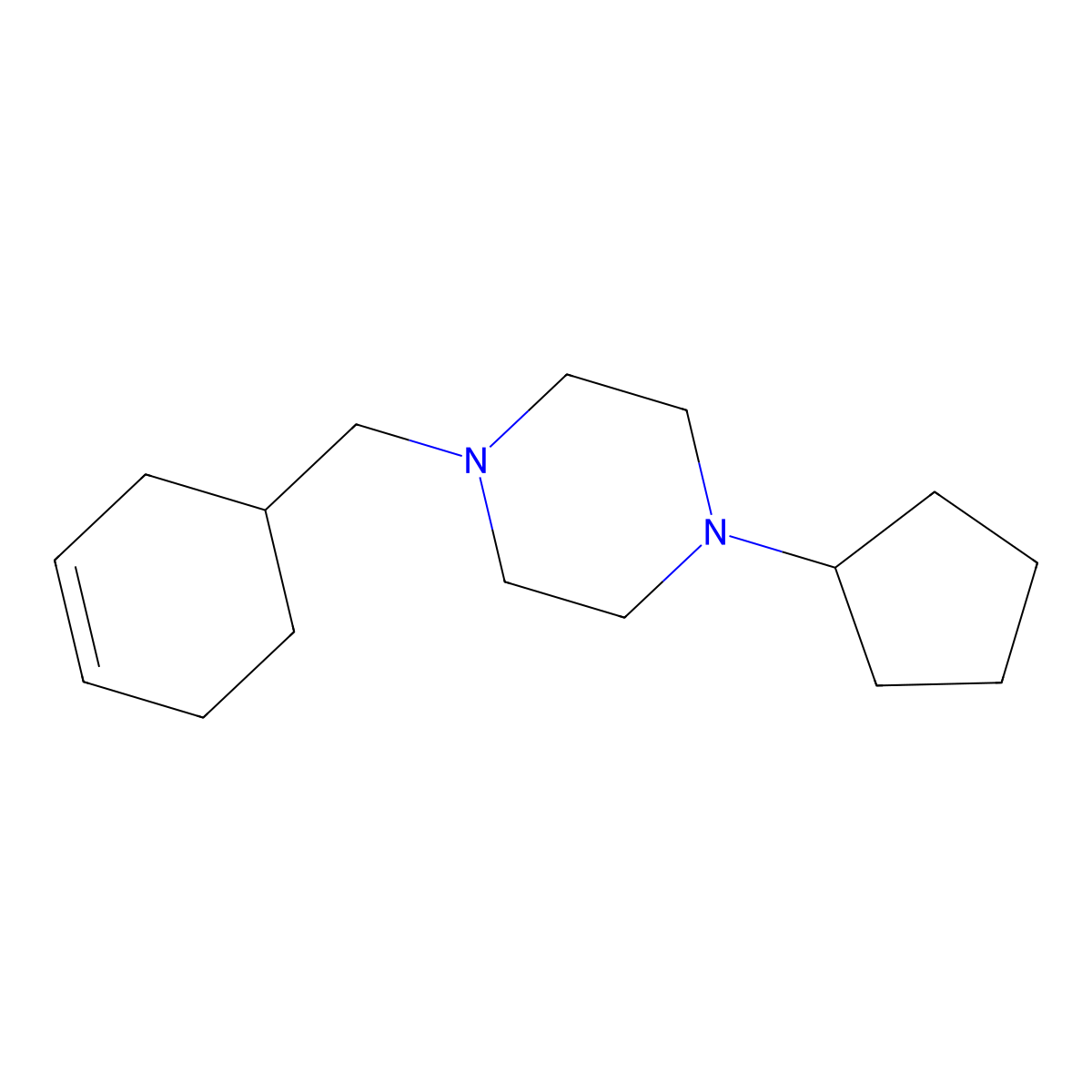 1-(Cyclohex-3-en-1-ylmethyl)-4-cyclopentylpiperazine molecular structure, CAS 425397-03-1
