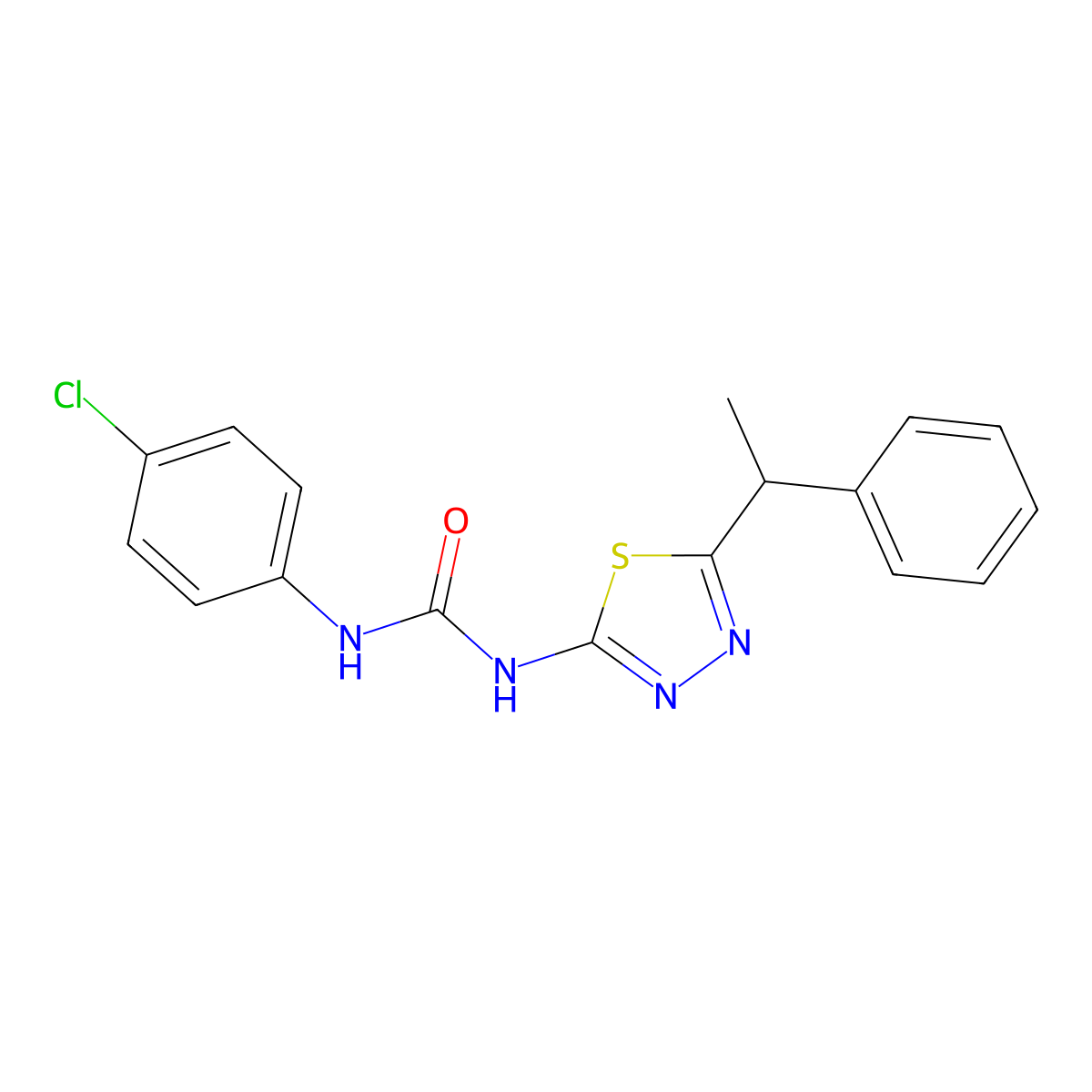 1-(4-Chlorophenyl)-3-[5-(1-phenylethyl)-1,3,4-thiadiazol-2-yl]urea molecular structure, CAS 425397-11-1