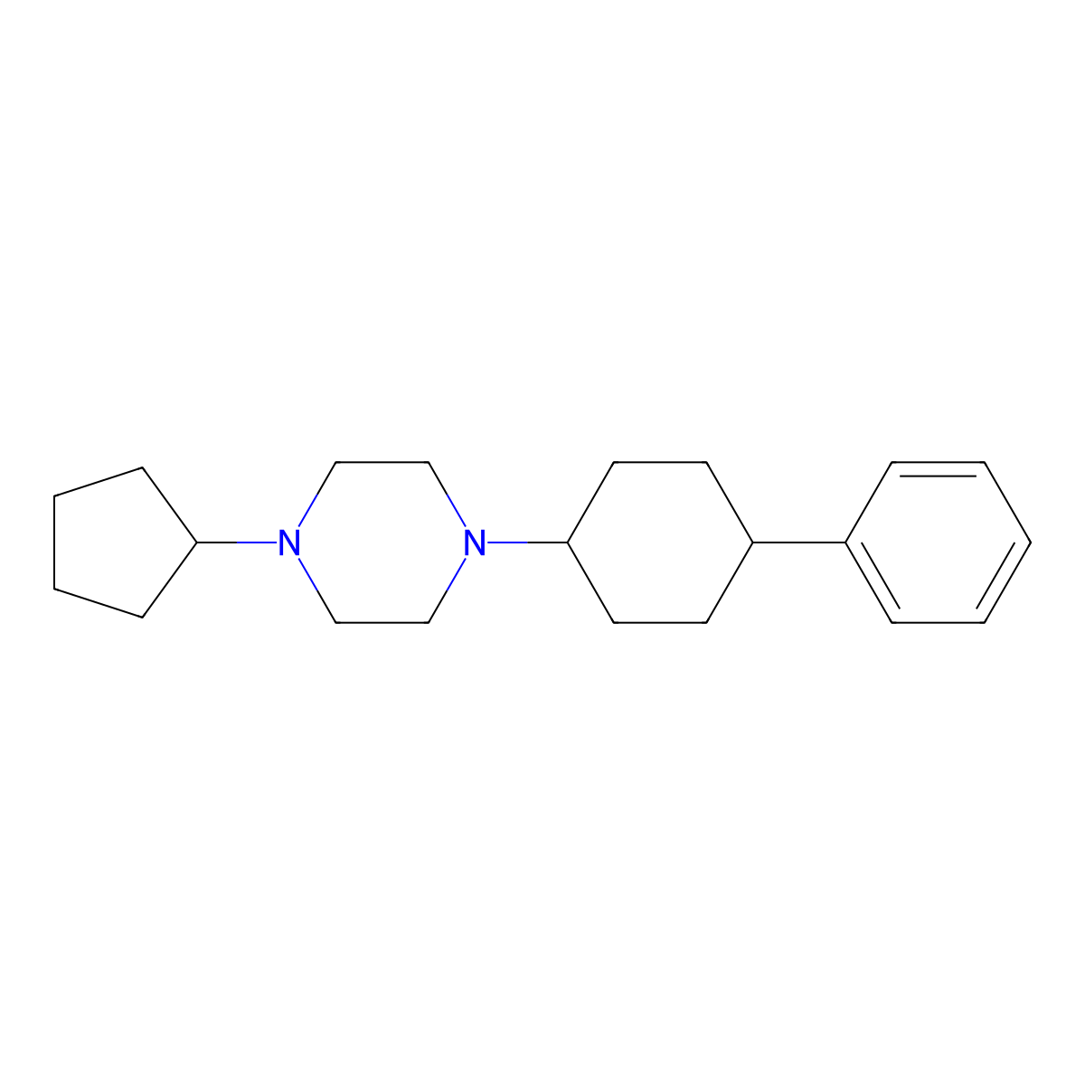 1-Cyclopentyl-4-(4-phenylcyclohexyl)piperazine molecular structure, CAS 425397-15-5
