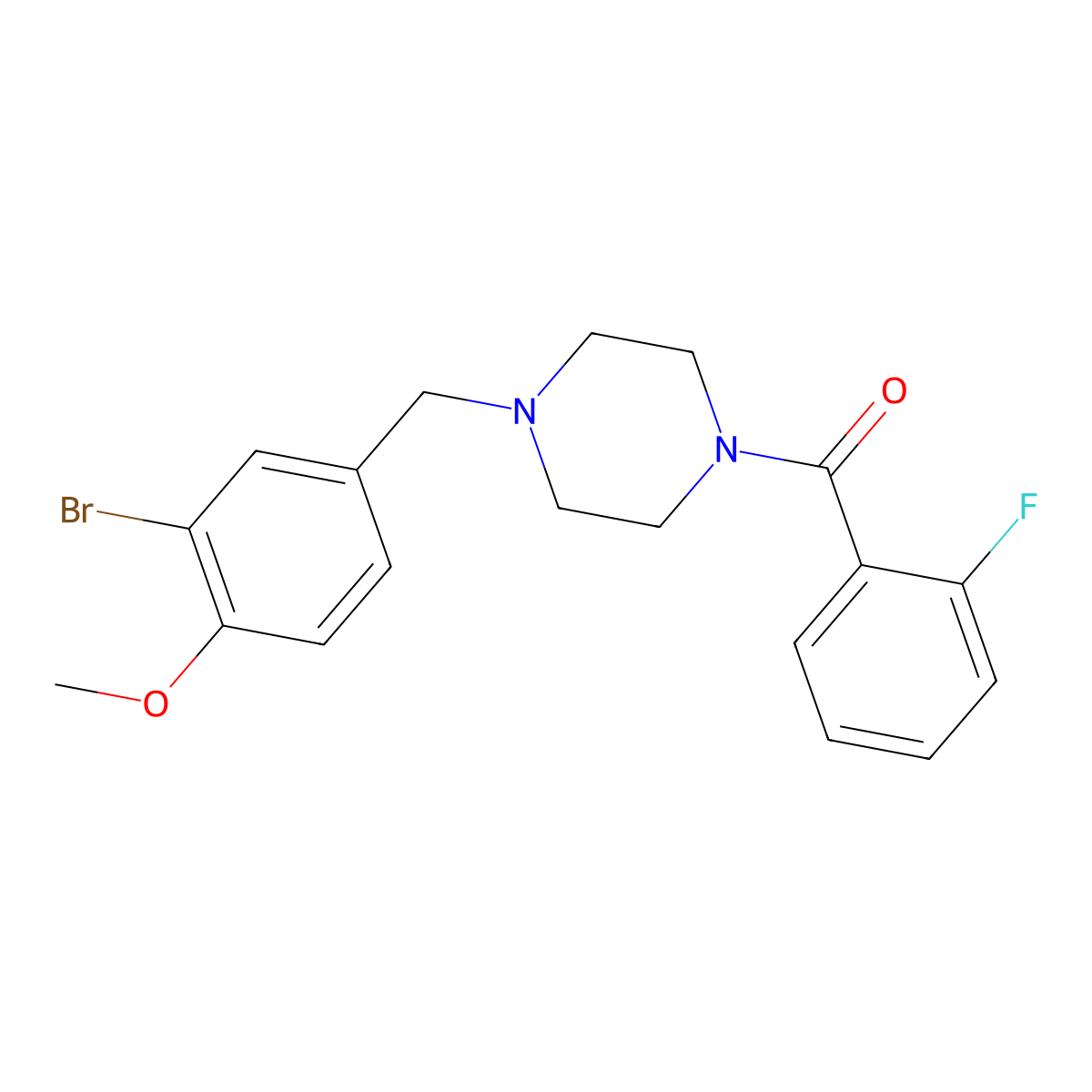 [4-[(3-Bromo-4-methoxyphenyl)methyl]piperazin-1-yl]-(2-fluorophenyl)methanone molecular structure, CAS 425397-26-8