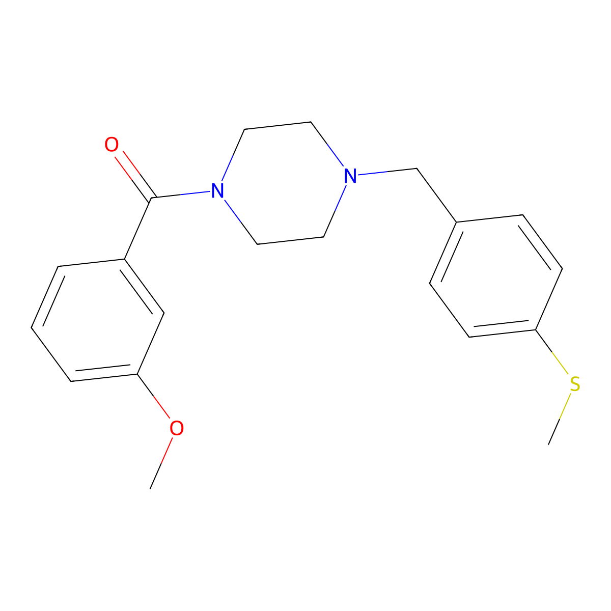 (3-Methoxyphenyl)-[4-[(4-methylsulfanylphenyl)methyl]piperazin-1-yl]methanone molecular structure, CAS 425397-27-9