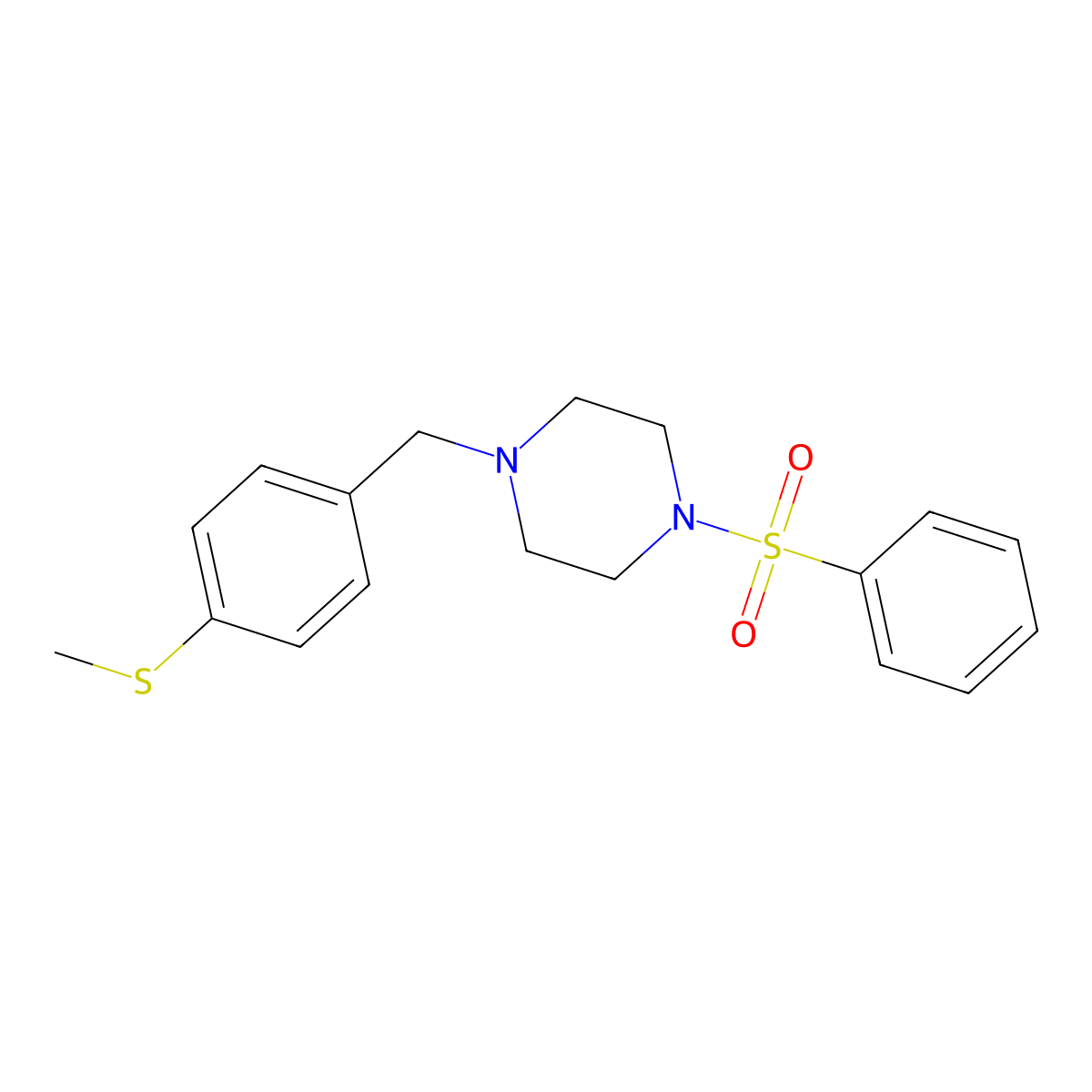 1-[4-(Methylsulfanyl)benzyl]-4-(phenylsulfonyl)piperazine molecular structure, CAS 425397-42-8