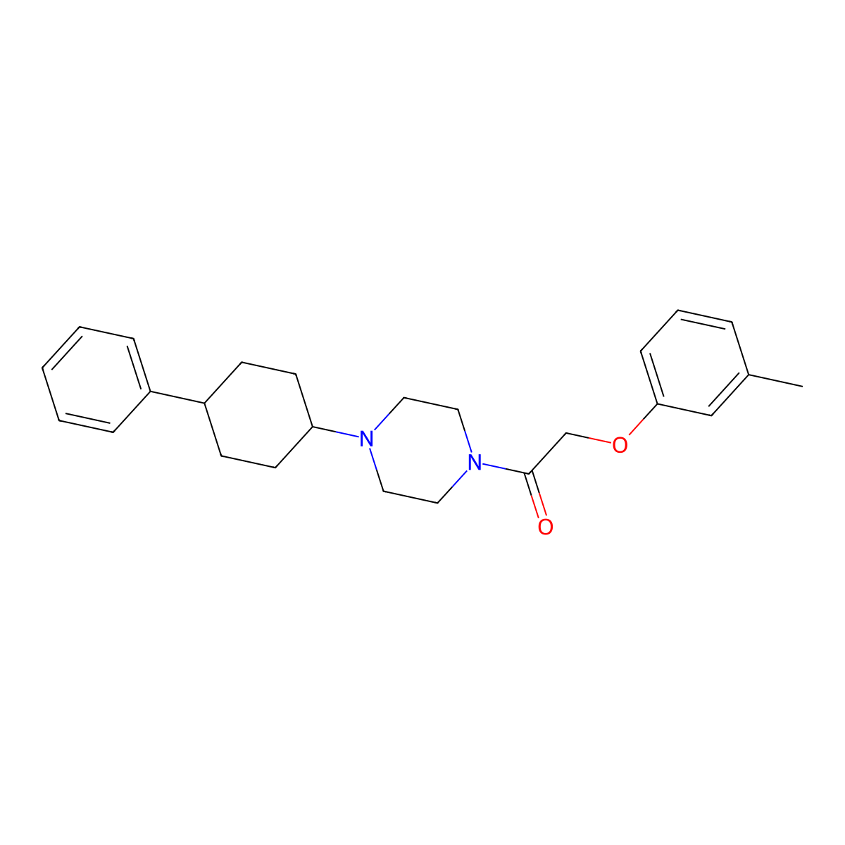 2-(3-Methylphenoxy)-1-[4-(4-phenylcyclohexyl)piperazin-1-yl]ethanone molecular structure, CAS 425397-45-1