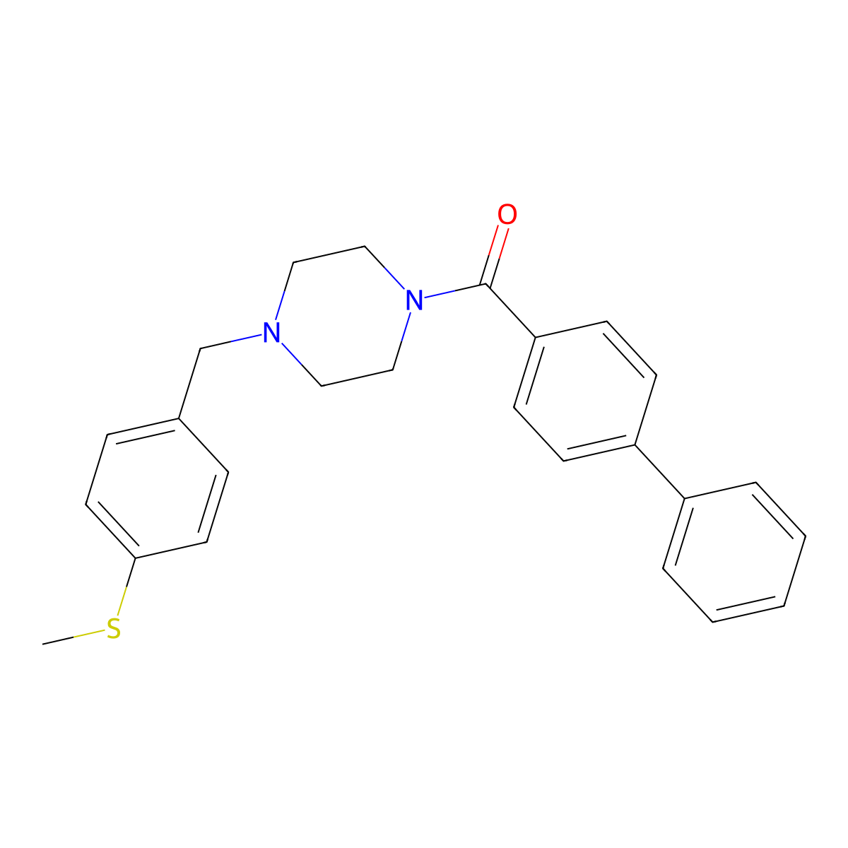 [4-[(4-Methylsulfanylphenyl)methyl]piperazin-1-yl]-(4-phenylphenyl)methanone molecular structure, CAS 425397-53-1