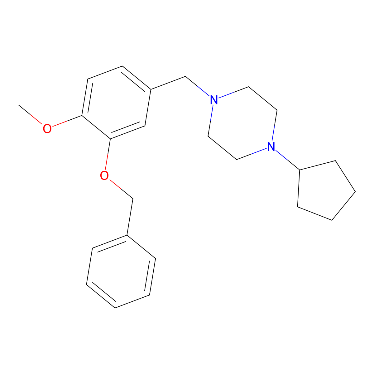 1-[3-(Benzyloxy)-4-methoxybenzyl]-4-cyclopentylpiperazine molecular structure, CAS 425397-57-5