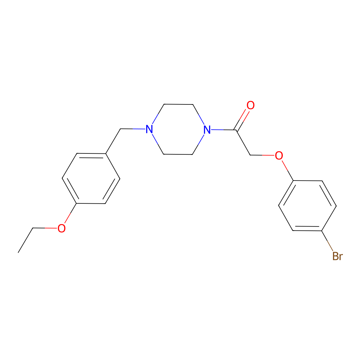 2-(4-Bromophenoxy)-1-[4-[(4-ethoxyphenyl)methyl]piperazin-1-yl]ethanone molecular structure, CAS 425397-58-6