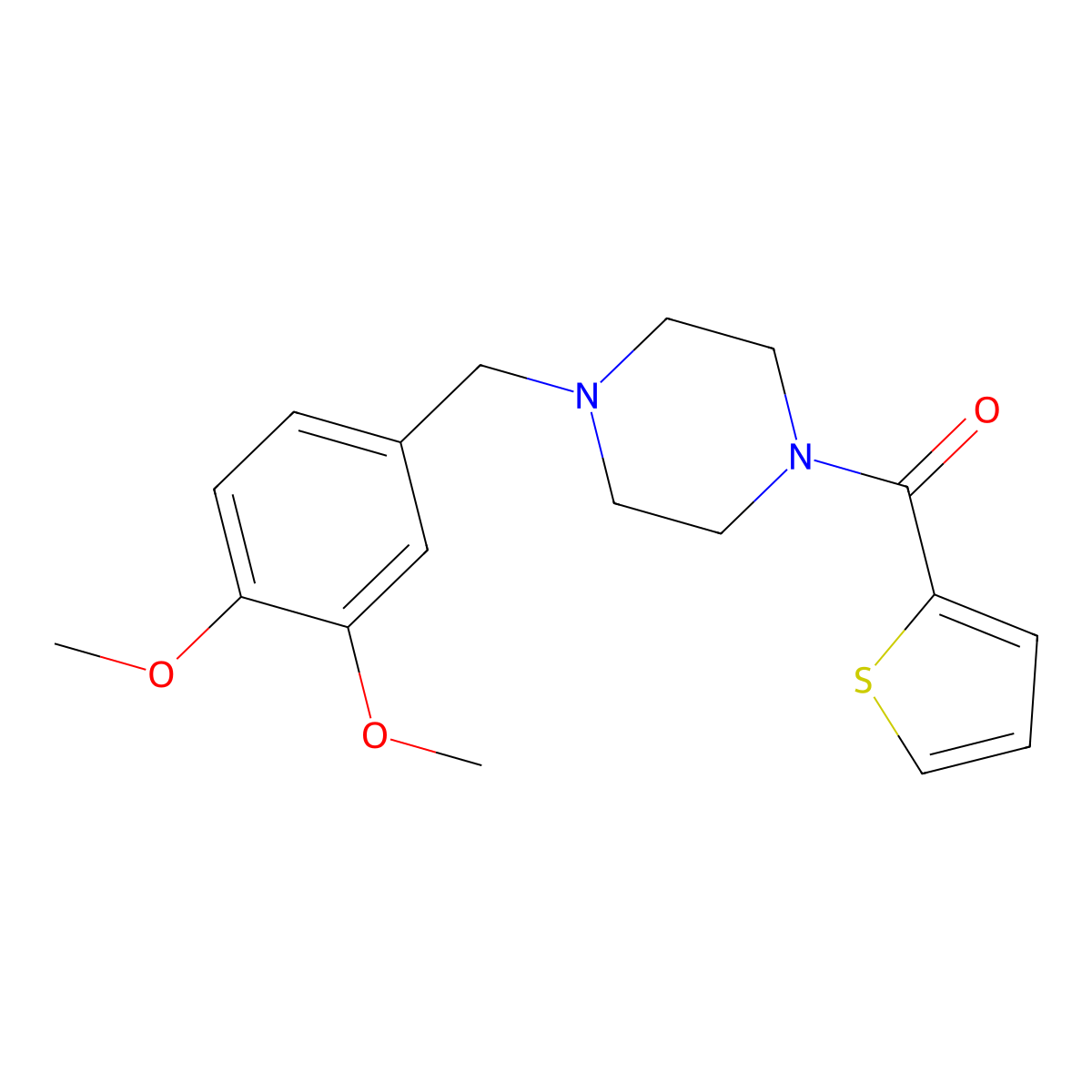 [4-[(3,4-Dimethoxyphenyl)methyl]piperazin-1-yl]-thiophen-2-ylmethanone molecular structure, CAS 425397-59-7