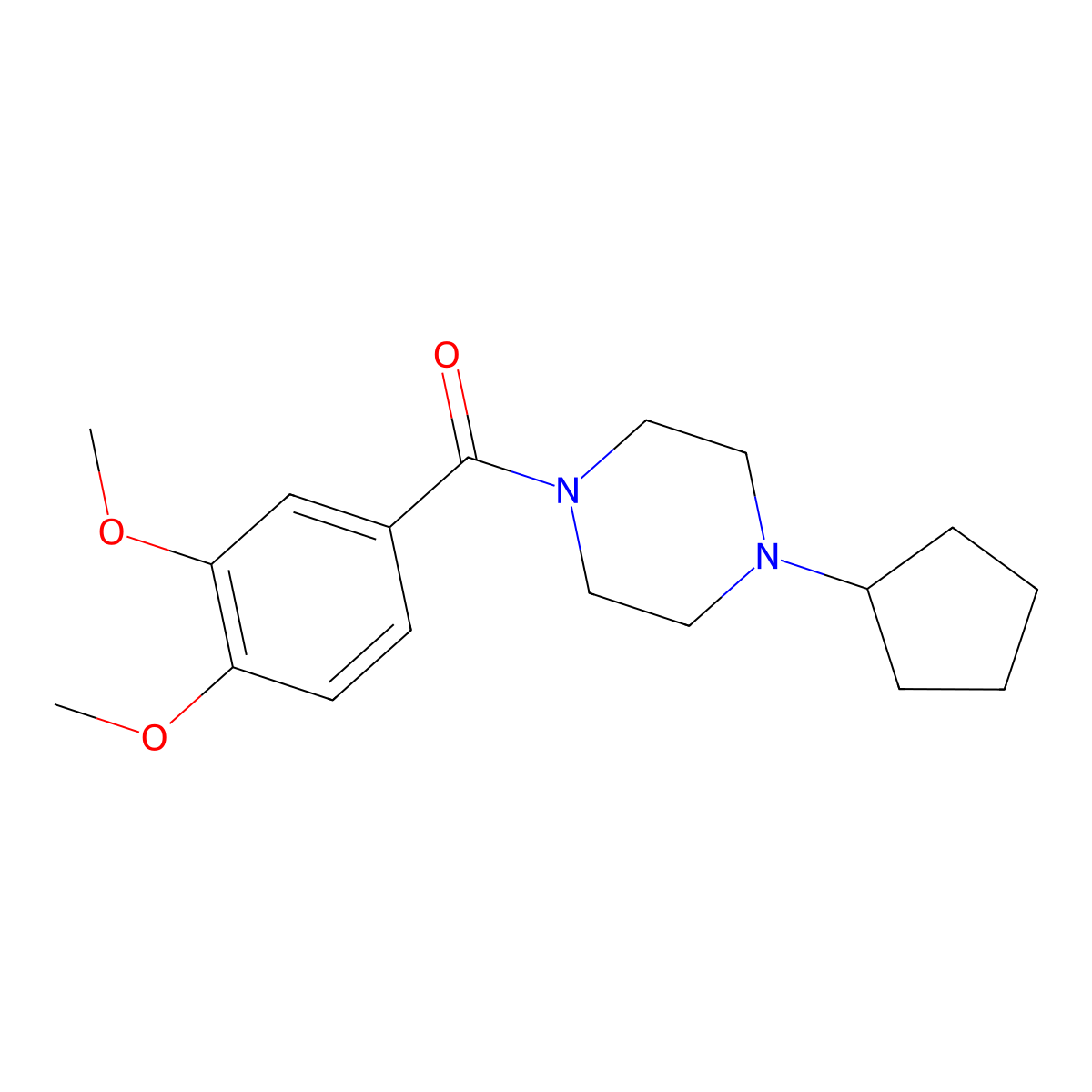 (4-Cyclopentylpiperazin-1-yl)(3,4-dimethoxyphenyl)methanone molecular structure, CAS 425397-68-8