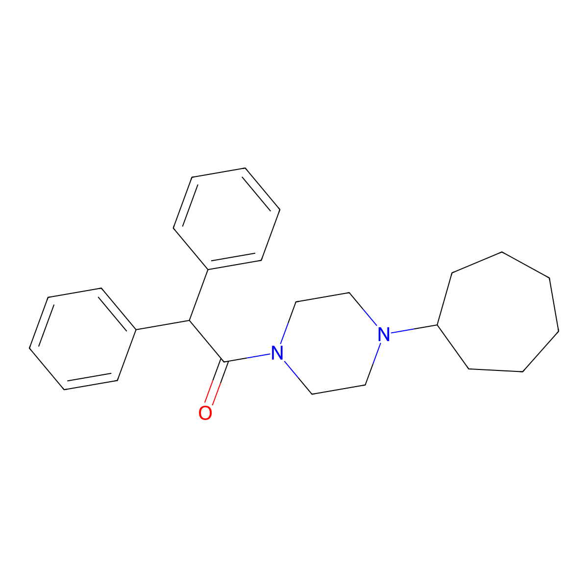 1-(4-Cycloheptylpiperazin-1-yl)-2,2-diphenylethanone molecular structure, CAS 425397-72-4