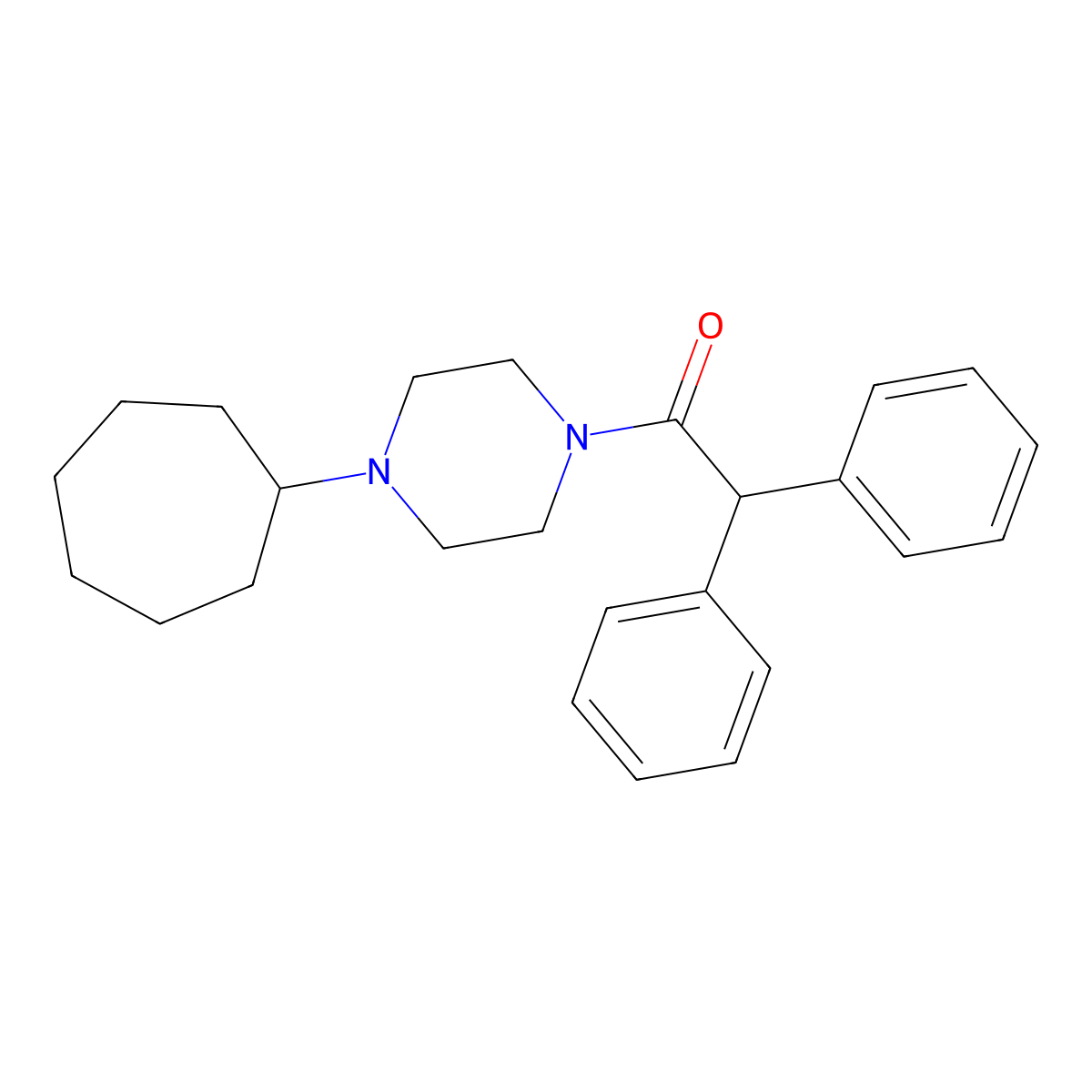 1-(4-Cycloheptylpiperazin-1-yl)-2,2-diphenylethanone molecular structure, CAS 425397-72-4