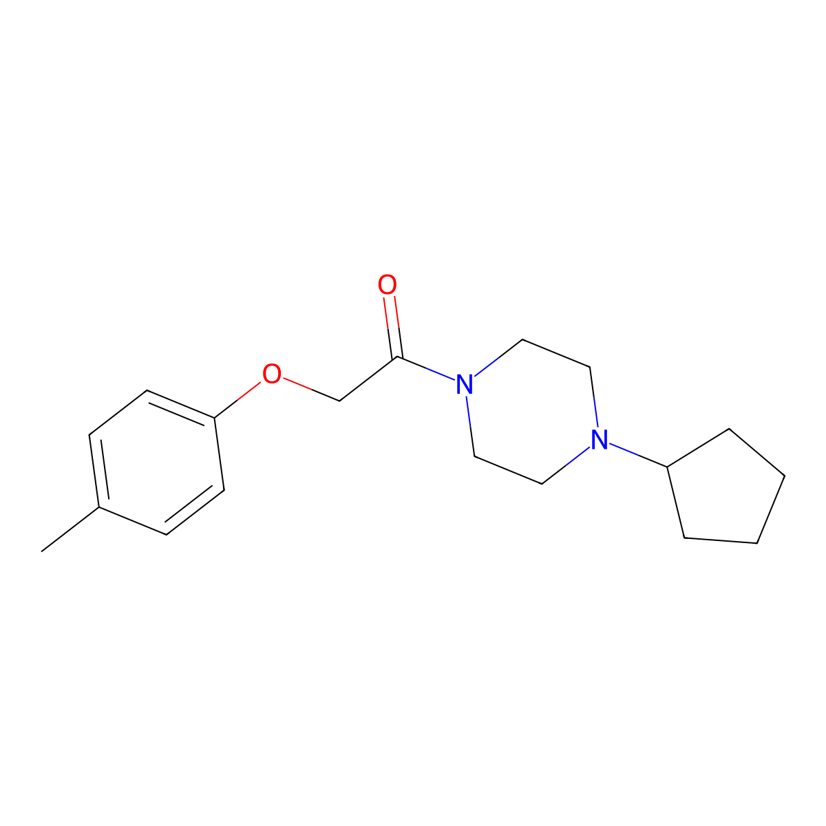 1-(4-Cyclopentylpiperazin-1-yl)-2-(4-methylphenoxy)ethanone molecular structure, CAS 425397-78-0