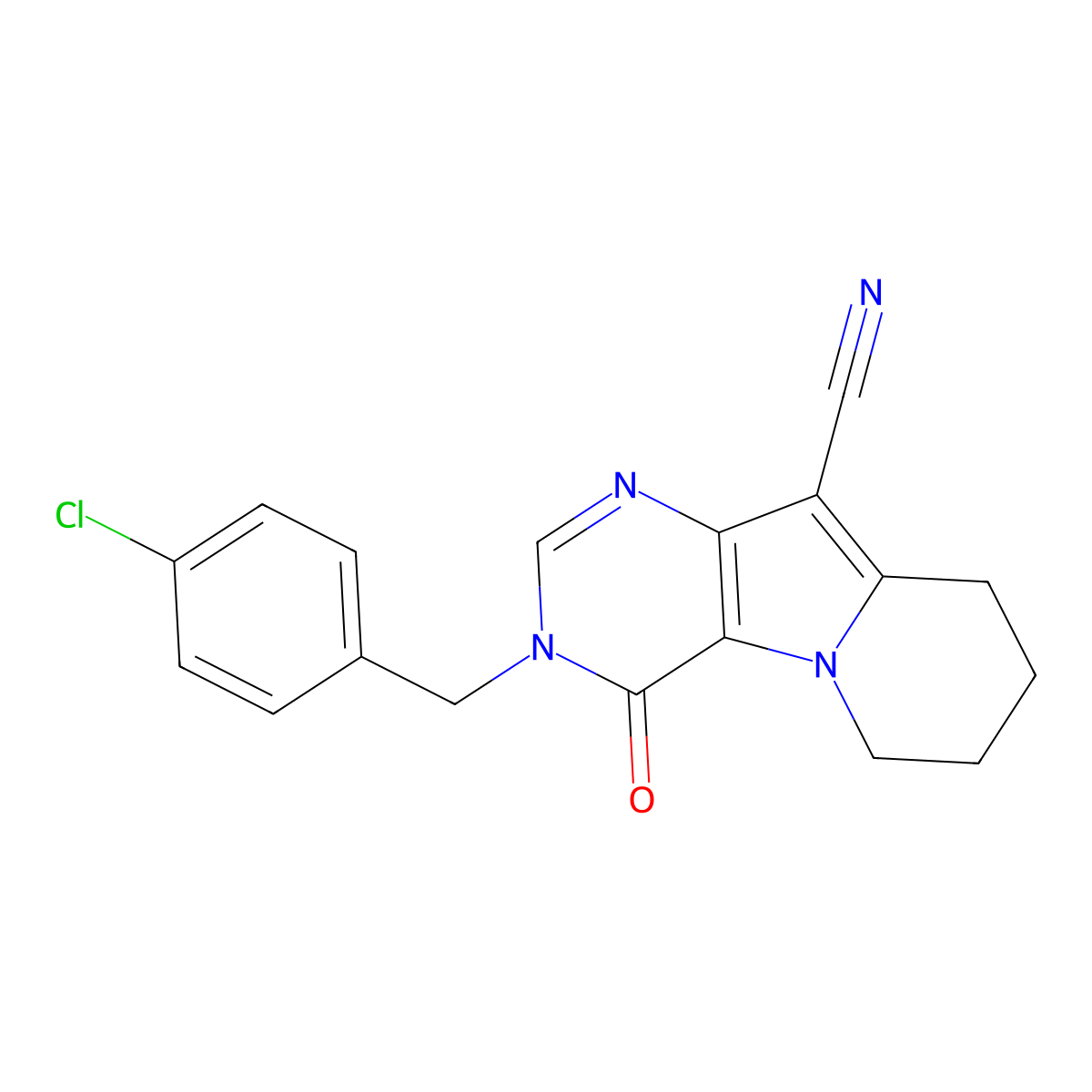 3-[(4-Chlorophenyl)methyl]-4-oxo-6,7,8,9-tetrahydropyrimido[4,5-b]indolizine-10-carbonitrile molecular structure, CAS 425397-88-2