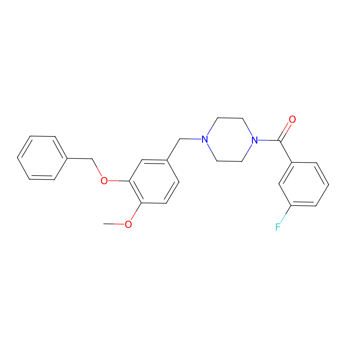 [4-(3-Benzyloxy-4-methoxy-benzyl)-piperazin-1-yl]-(3-fluoro-phenyl)-methanone molecular structure, CAS 425397-90-6