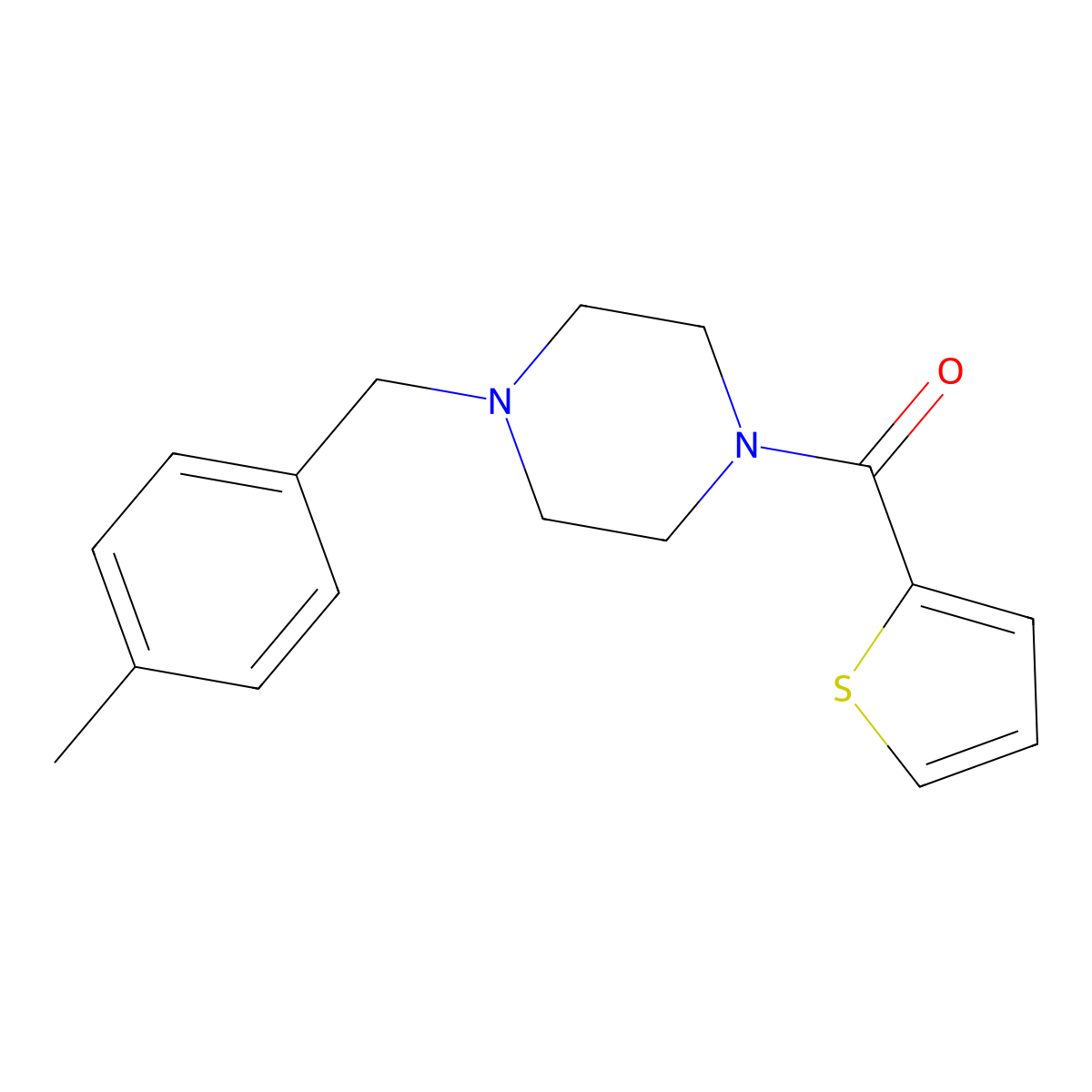 1-(4-Methylbenzyl)-4-(2-thienylcarbonyl)piperazine molecular structure, CAS 425397-93-9
