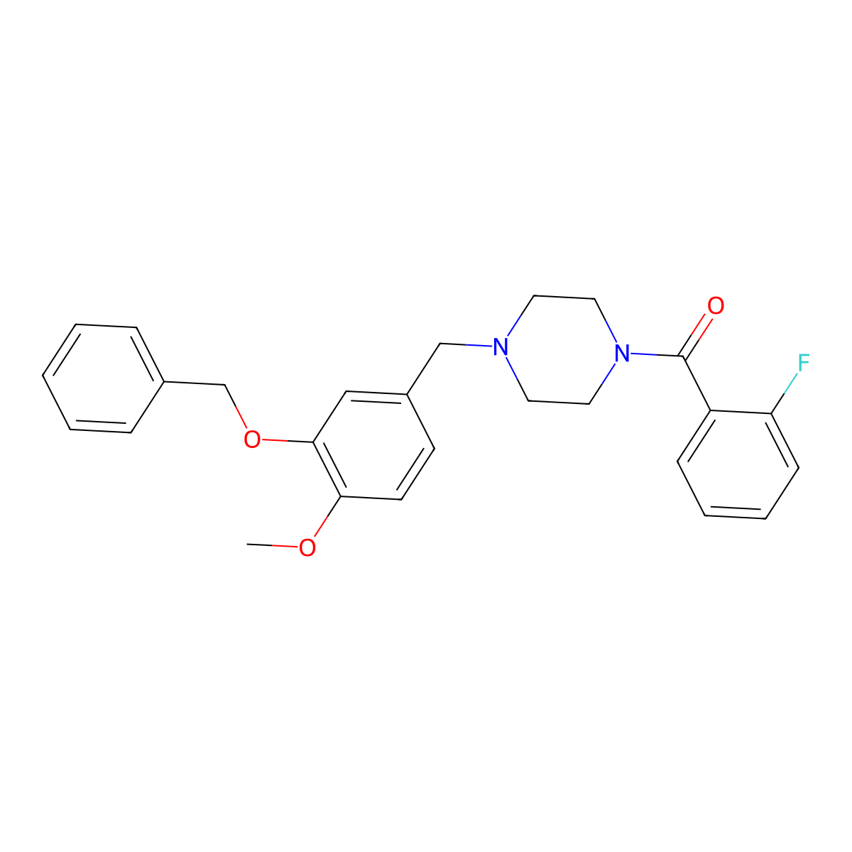 1-[3-(Benzyloxy)-4-methoxybenzyl]-4-(2-fluorobenzoyl)piperazine molecular structure, CAS 425397-94-0