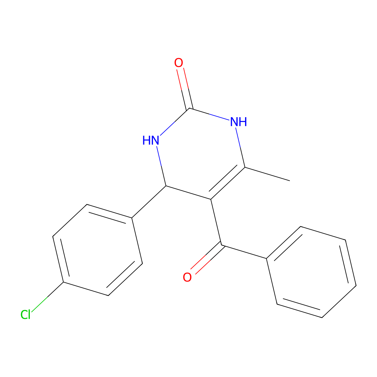 5-benzoyl-4-(4-chlorophenyl)-6-methyl-3,4-dihydro-1H-pyrimidin-2-one molecular structure, CAS 425397-98-4