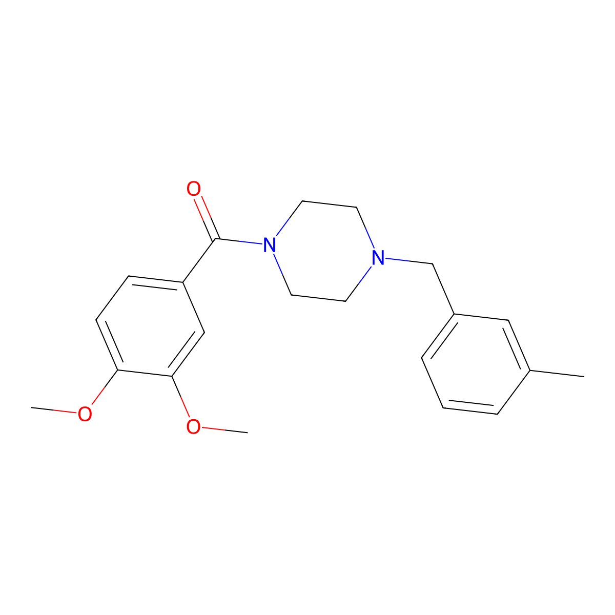 1-(3,4-Dimethoxybenzoyl)-4-(3-methylbenzyl)piperazine molecular structure, CAS 425398-00-1