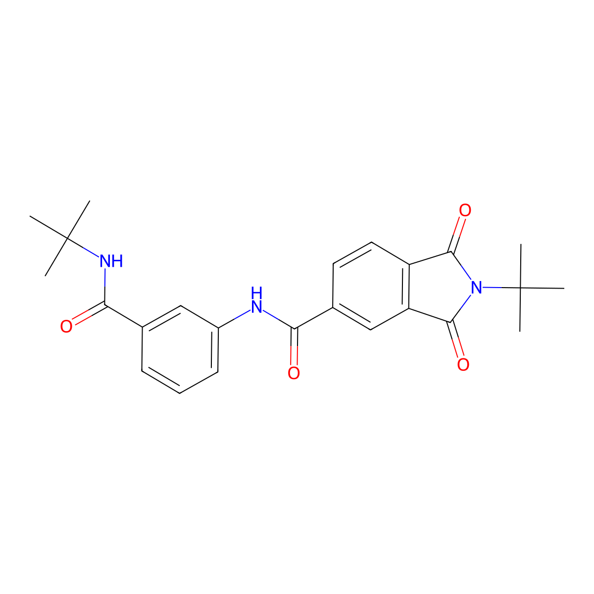 2-tert-butyl-N-[3-(tert-butylcarbamoyl)phenyl]-1,3-dioxoisoindole-5-carboxamide molecular structure, CAS 425398-02-3