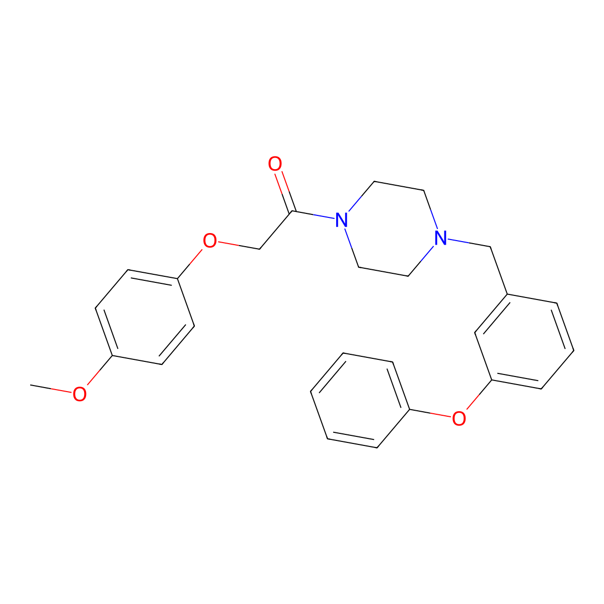 2-(4-Methoxyphenoxy)-1-[4-[(3-phenoxyphenyl)methyl]piperazin-1-yl]ethanone molecular structure, CAS 425398-09-0