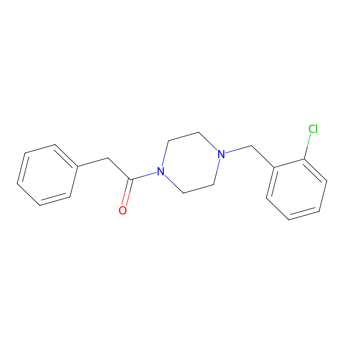 1-[4-(2-Chlorobenzyl)piperazin-1-yl]-2-phenylethanone molecular structure, CAS 425398-20-5
