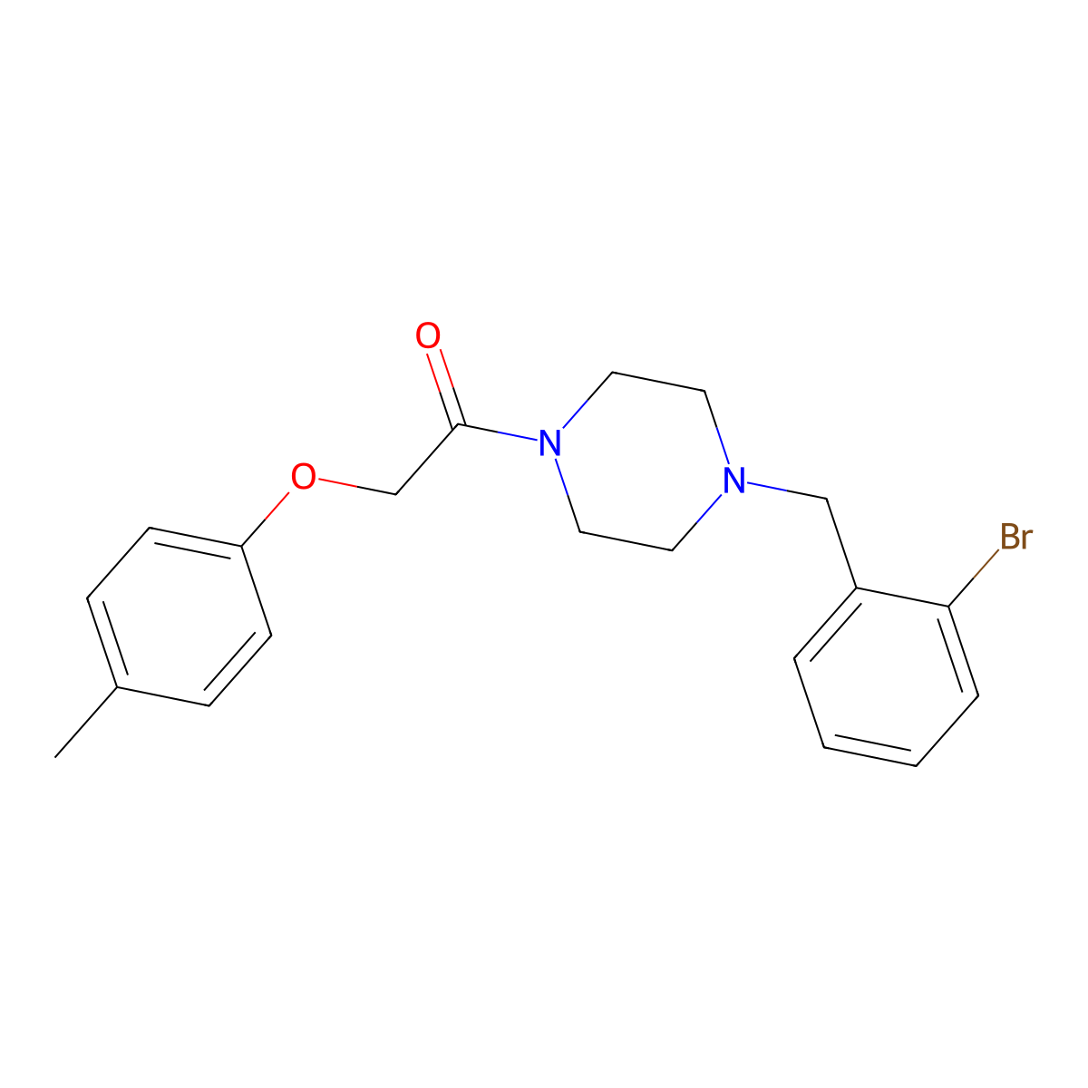 1-[4-[(2-Bromophenyl)methyl]piperazin-1-yl]-2-(4-methylphenoxy)ethanone molecular structure, CAS 425398-29-4