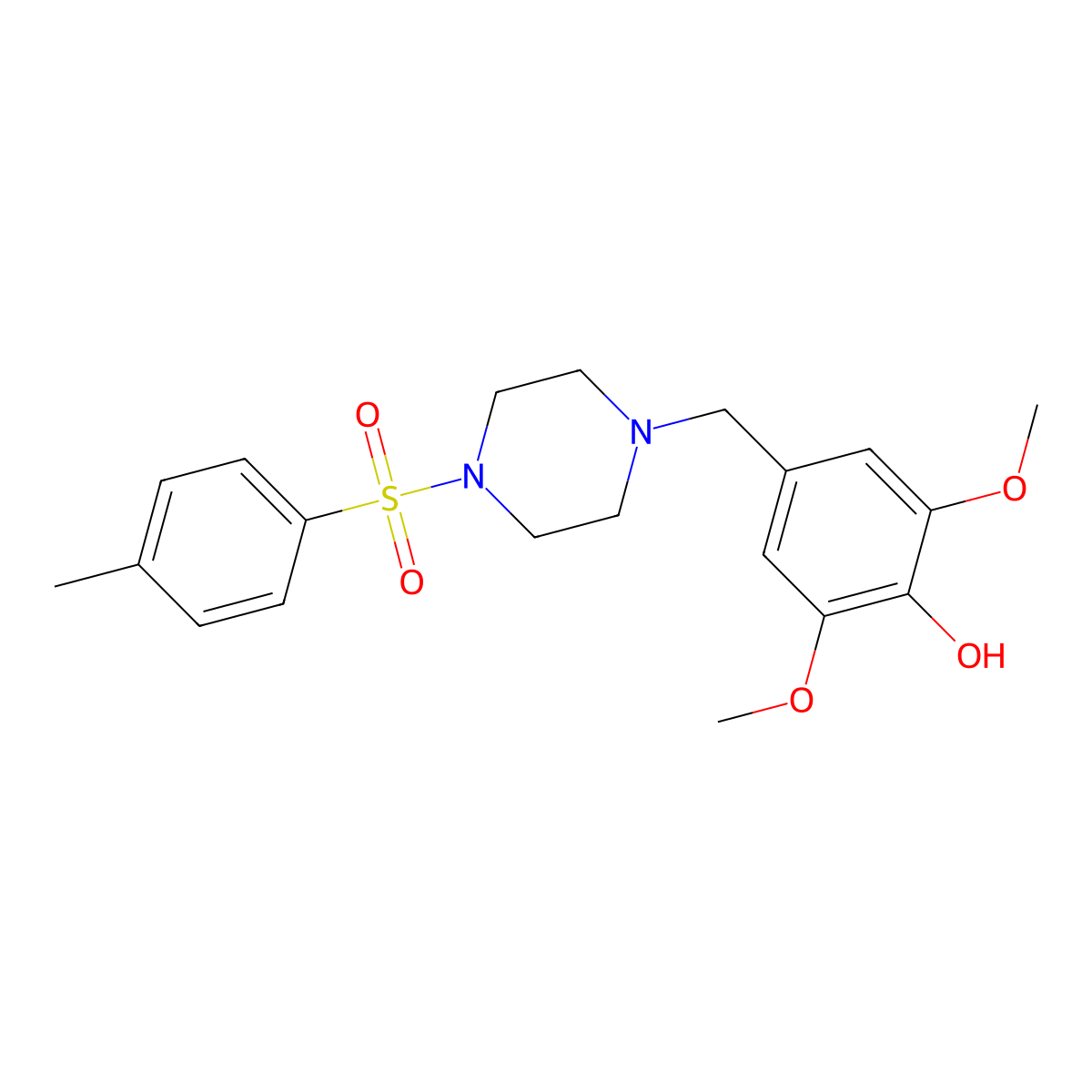 2,6-Dimethoxy-4-[[4-(4-methylphenyl)sulfonylpiperazin-1-yl]methyl]phenol molecular structure, CAS 425398-38-5