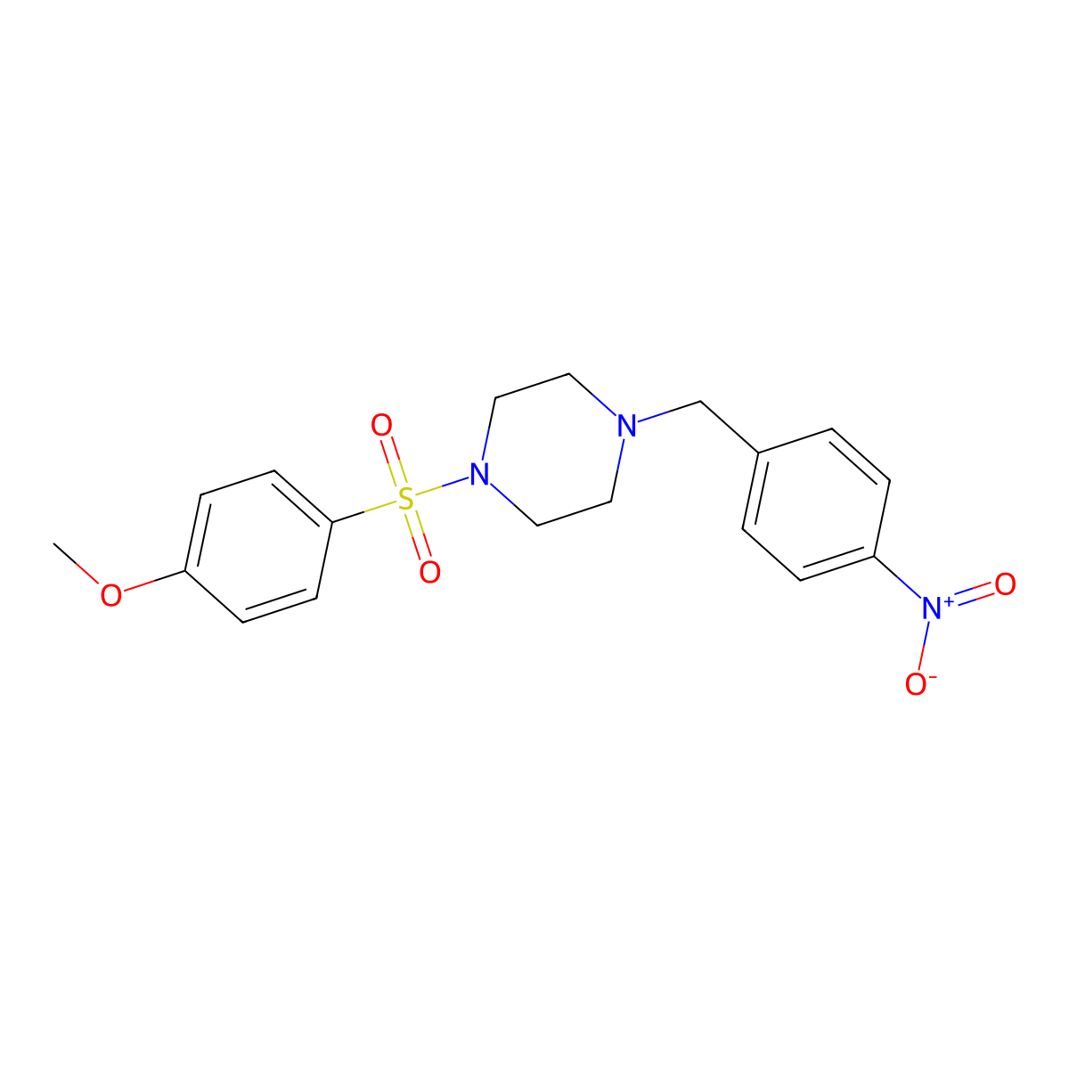 1-[(4-Methoxyphenyl)sulfonyl]-4-(4-nitrobenzyl)piperazine molecular structure, CAS 425398-49-8